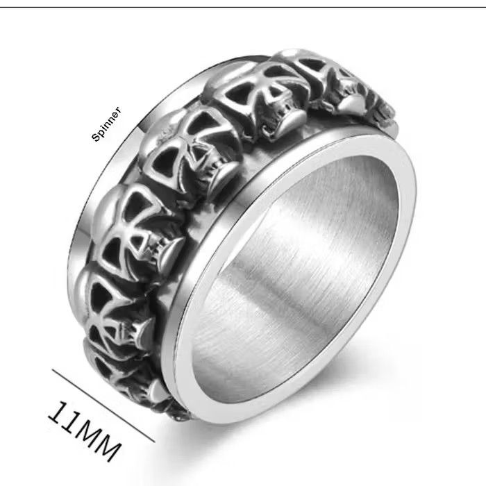 Jewelry Vintage Rotatable Skull Men's Ring Size ONE SIZE - 3 Thumbnail
