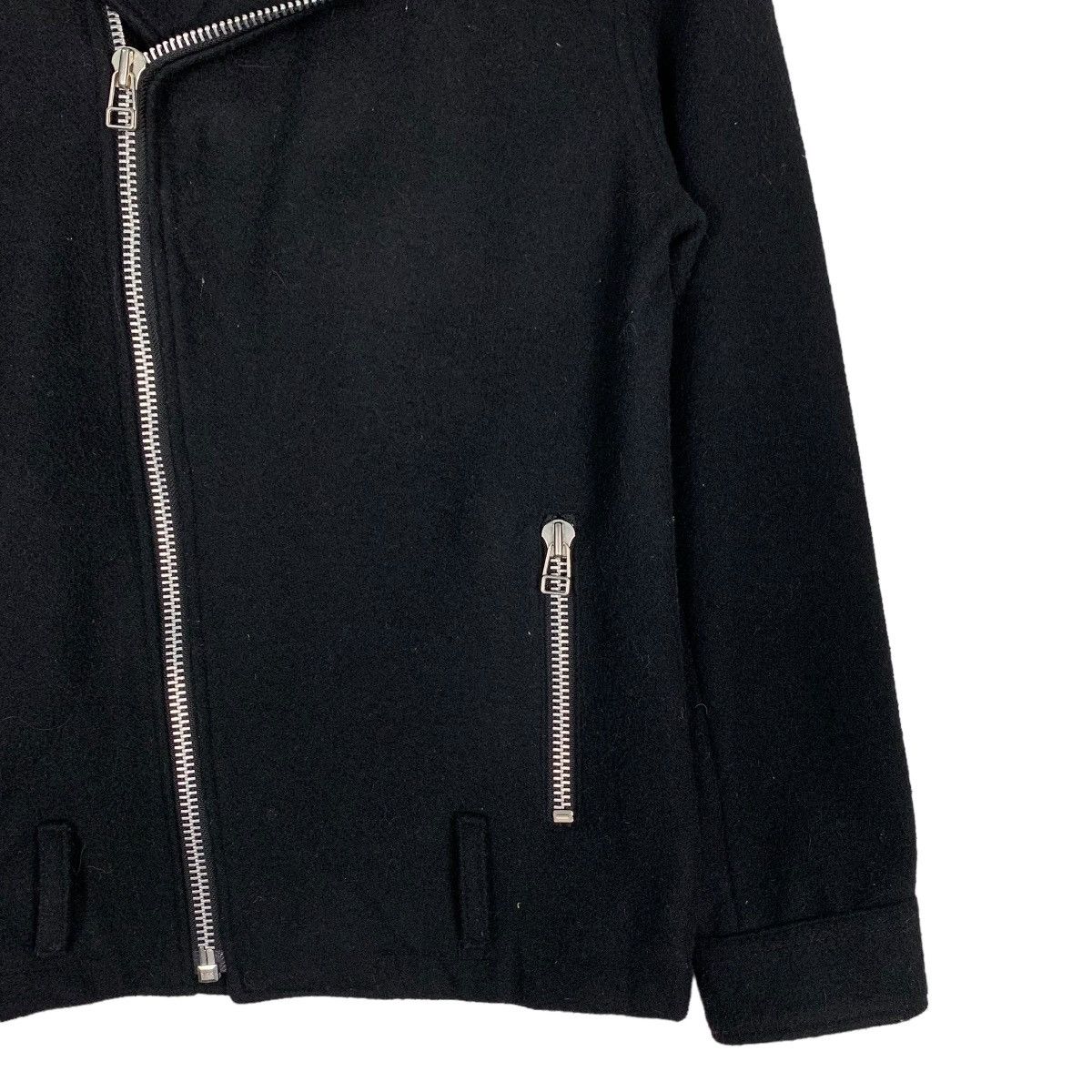 Japanese Brand Black Wool Double Collar Asymmetrical Jacket #0683-C31 Size US M / EU 48-50 / 2 - 6 Thumbnail