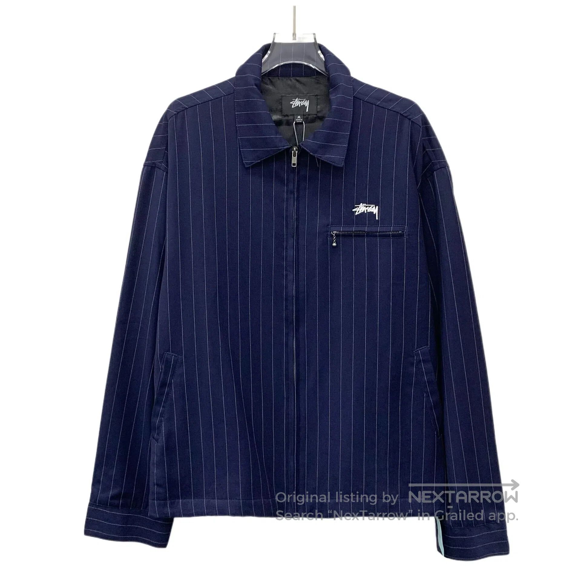 Stussy Stussy Dark Blue Logo Embroidered Vertical Striped Collar Size US M / EU 48-50 / 2 - 1 Thumbnail