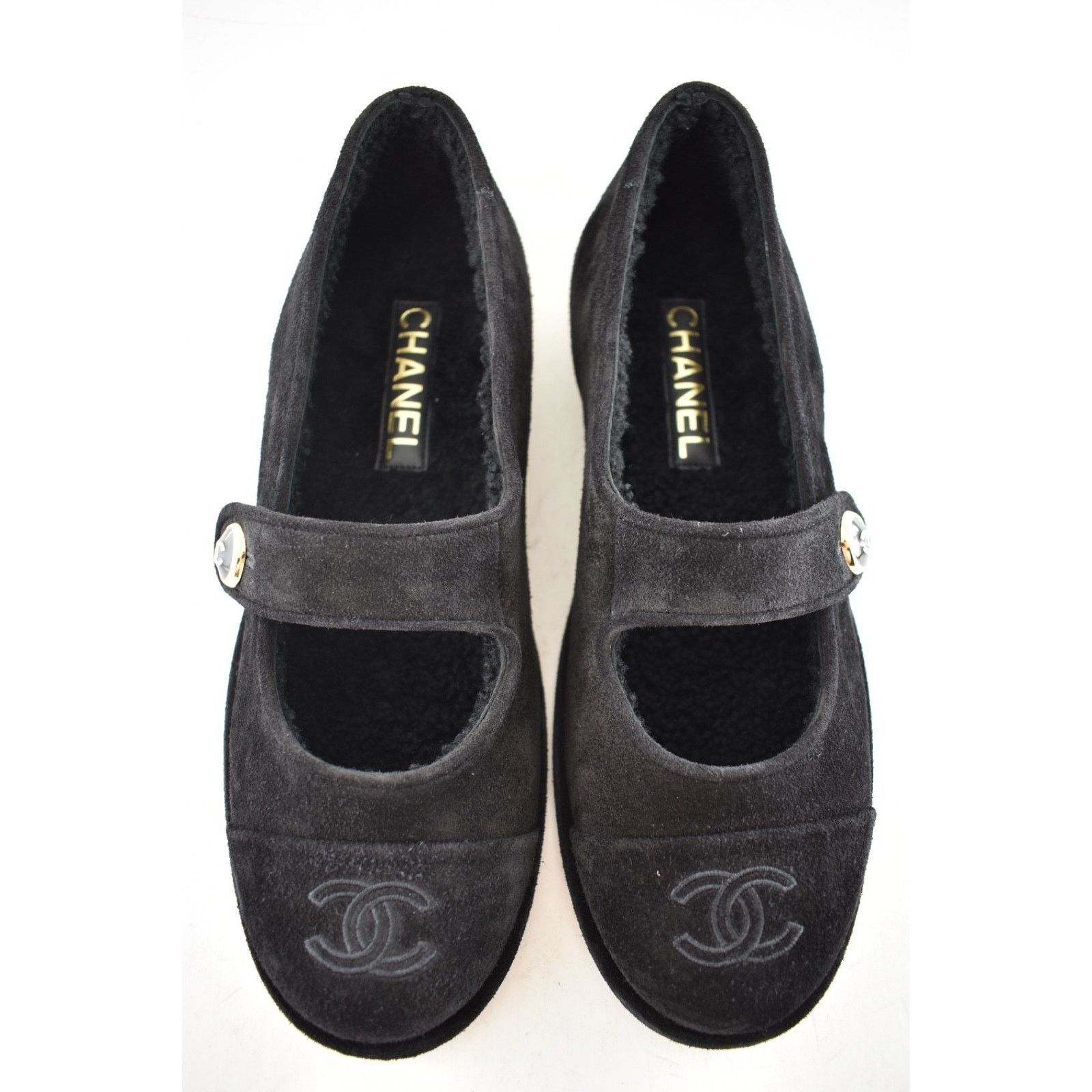 Chanel Chanel Black Suede Shearling Mary Jane Loafer Flat 39.5 Size US 9.5 / IT 39.5 - 9 Thumbnail