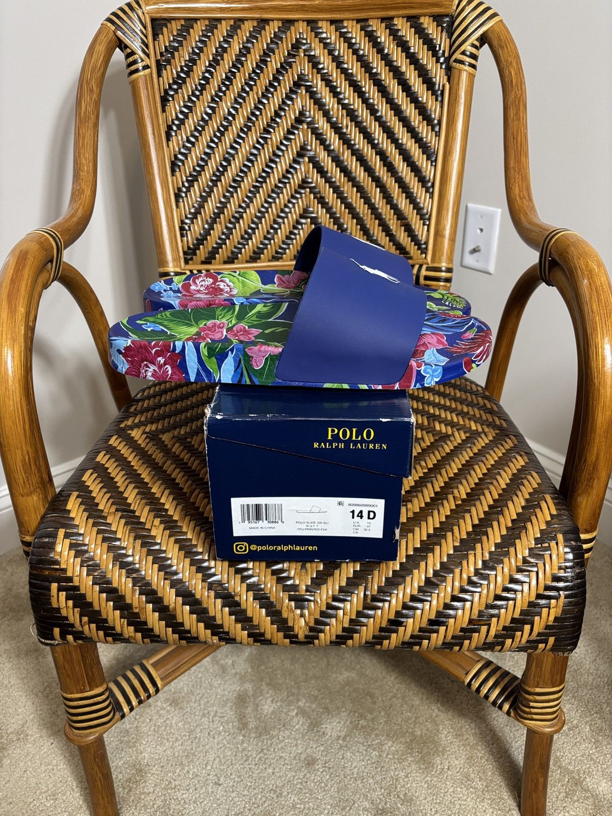 Polo Ralph Lauren Polo Ralph Lauren Big Pony Navy Garden Floral Slides 14 New Size US 14 / EU 47 - 2 Thumbnail