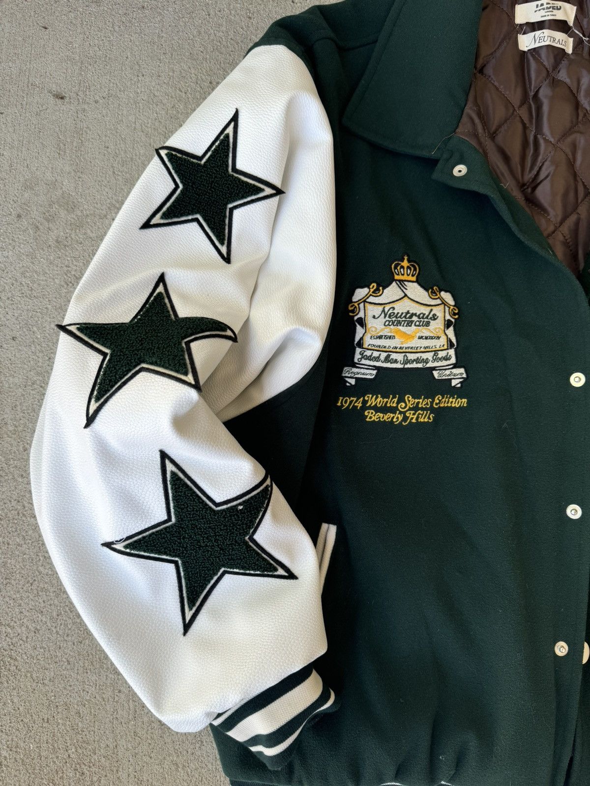 Jaded London Jaded London Neutrals Green Varsity Jacket