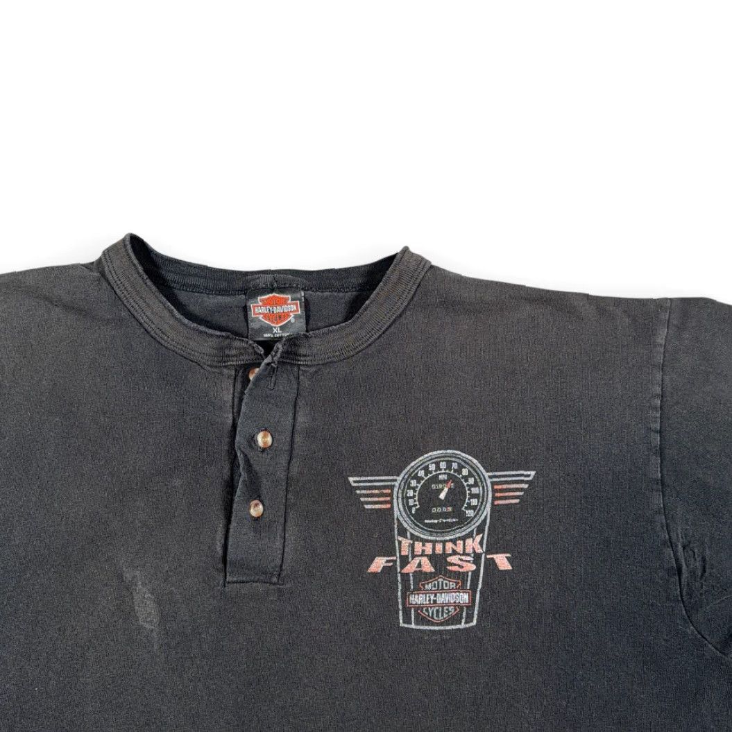 Harley Davidson VINTAGE Harley Davidson Shirt Adult XL Black Henley Biker USA 90s Shirt Mens XL Black Harley Davidson 90s USA Henley Shirt Size US XL / EU 56 / 4 - 3 Thumbnail