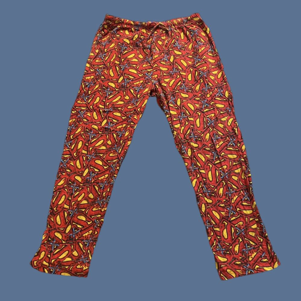 DC Comics VINTAGE Superman Logo All Over Pajama Pants DC Comics Men’s Size Large Red L Pajama Pants Size US 33 - 1 Thumbnail