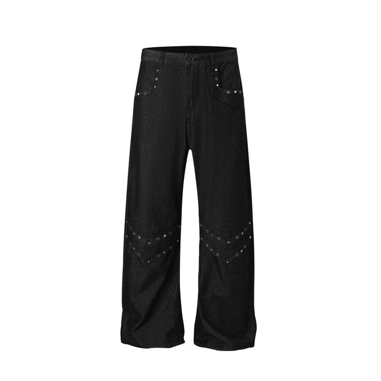Vintage Stud-Detail Patchwork Wide-Leg Tapered Pants Size US 30 / EU 46 - 1 Thumbnail