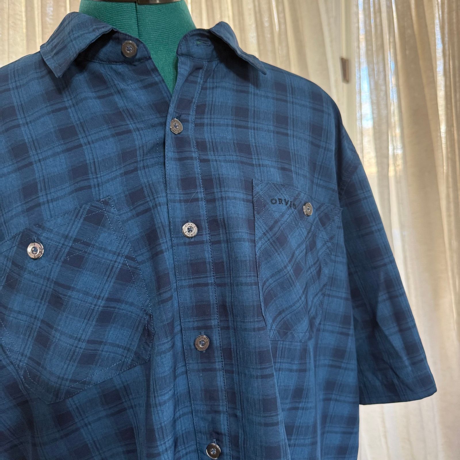 Orvis Orvis Classic Collection Blue Short-Sleeve Shirt | Sz L Size US L / EU 52-54 / 3 - 3 Thumbnail