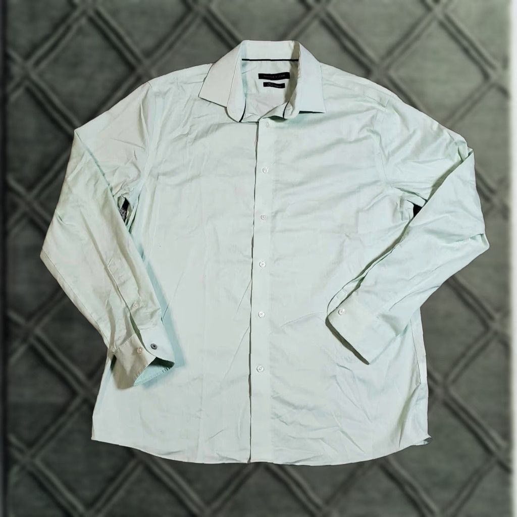 Tommy Hilfiger VINTAGE Tommy Hilfiger THFLEX Supima Slim Stretch Button-Down 16 Green Mens Shirt Size US L / EU 52-54 / 3 - 1 Thumbnail