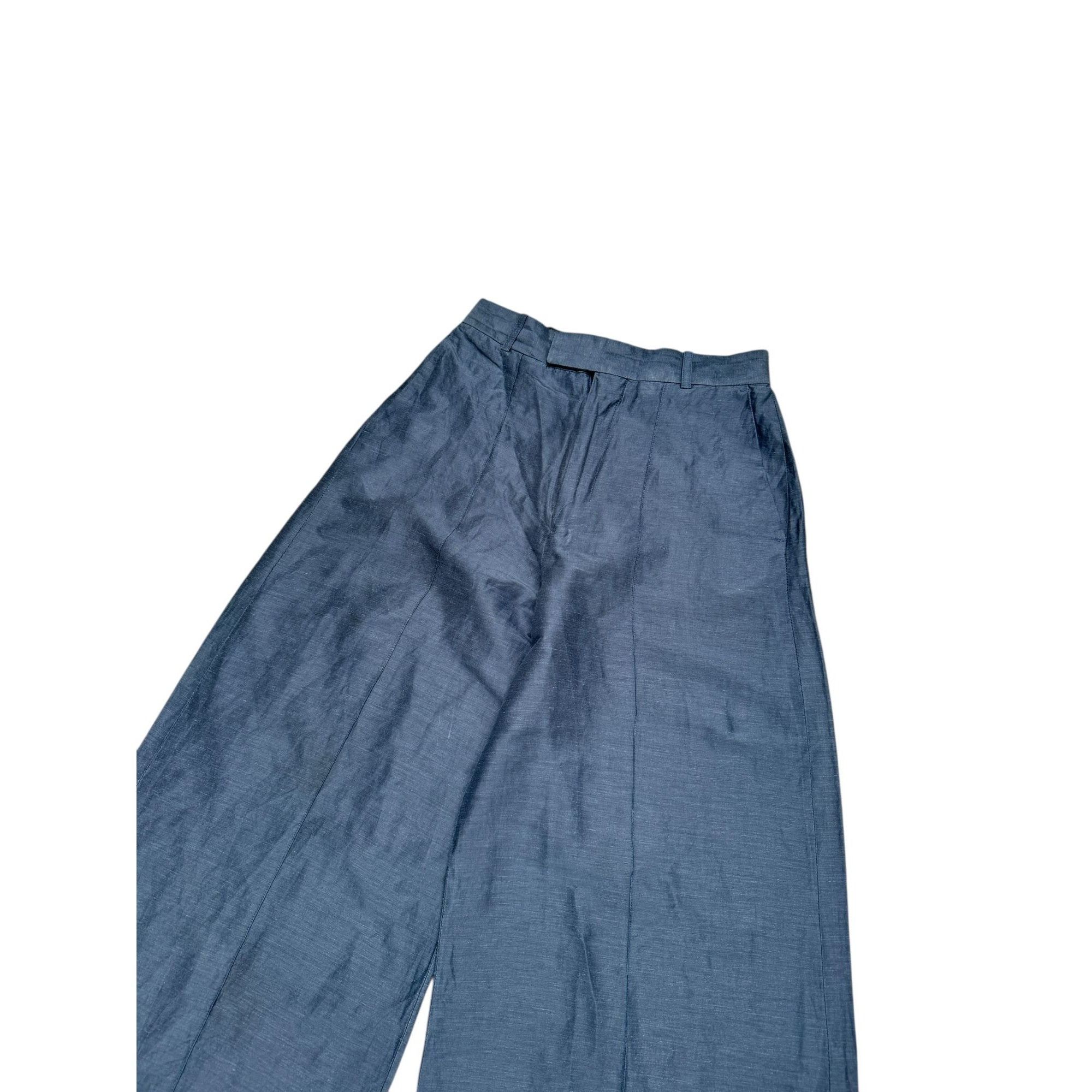 Celine Navy Wide-Leg Linen Pants Size 24" / US 00 / IT 34 - 2 Thumbnail