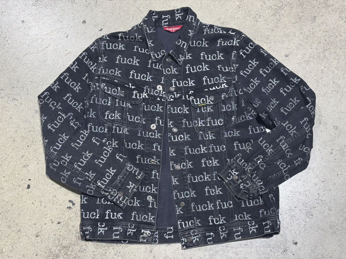 Supreme SS13 Supreme Fuck Denim Trucker Jacket - Black Size XL