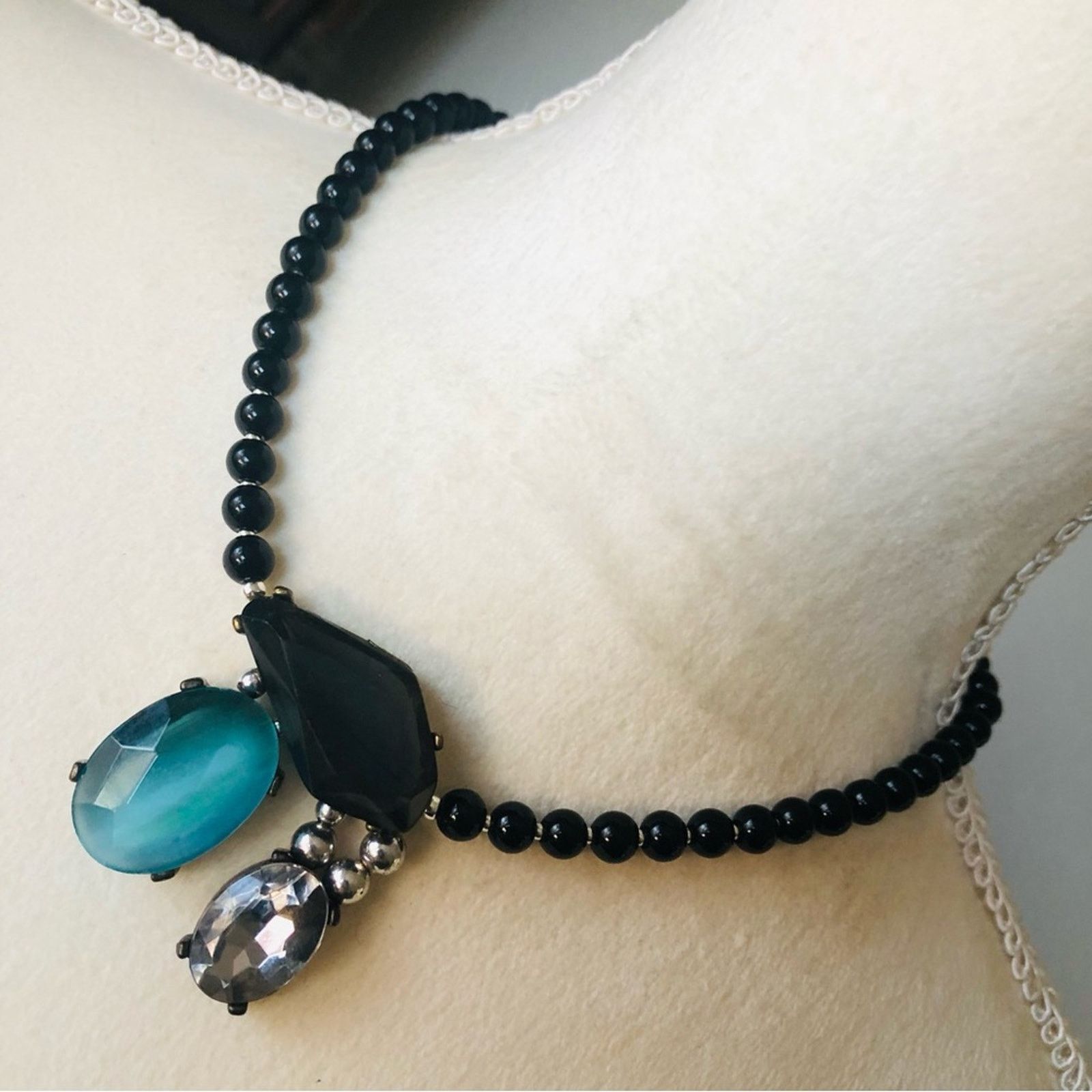 Handmade Handcrafted repurpose faceted stone Pearl necklace Size ONE SIZE - 1 Thumbnail