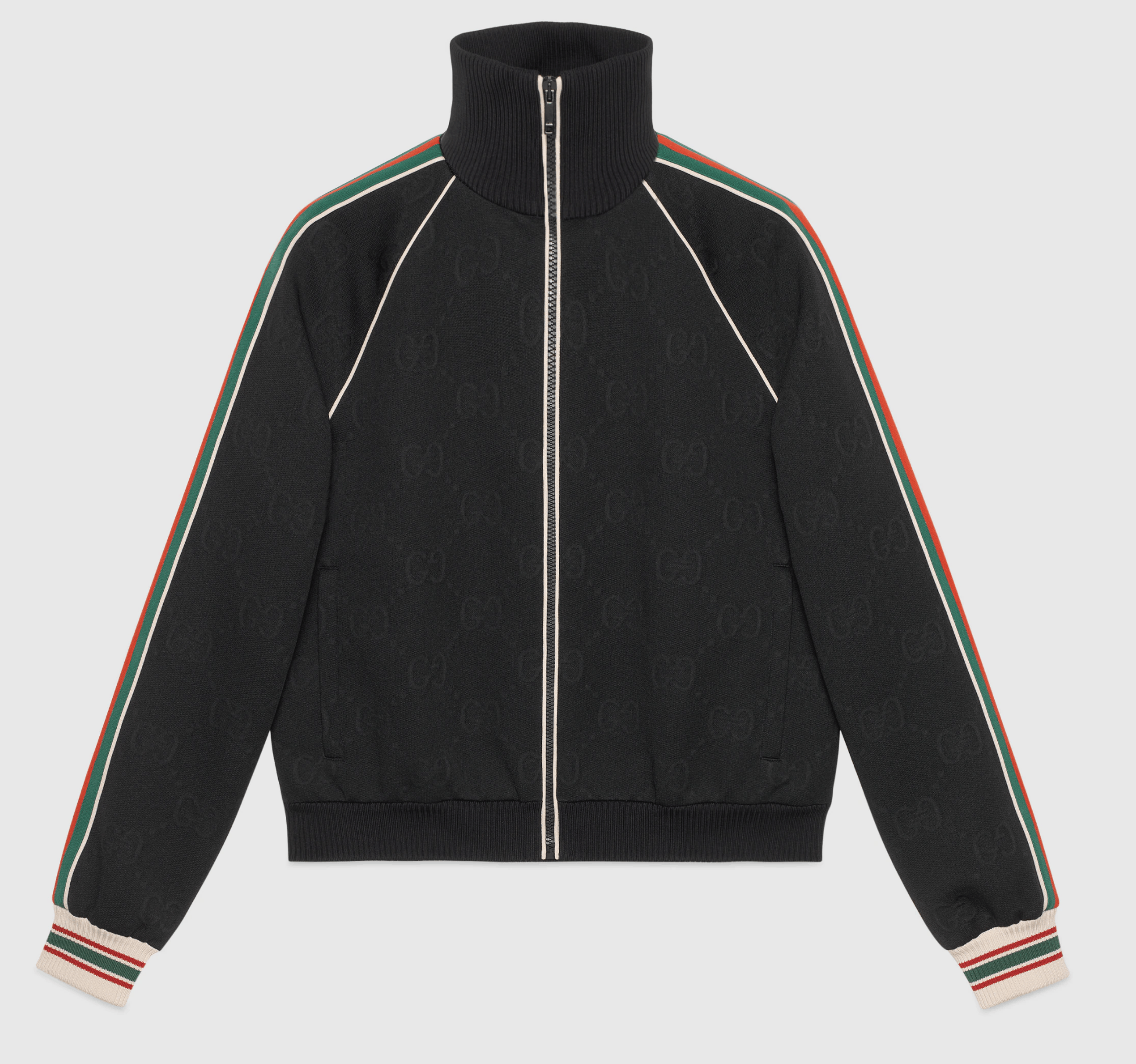 image of Gucci Gg Jacquard Jersey Zip Jacket in Black, Men's (Size 2XL)