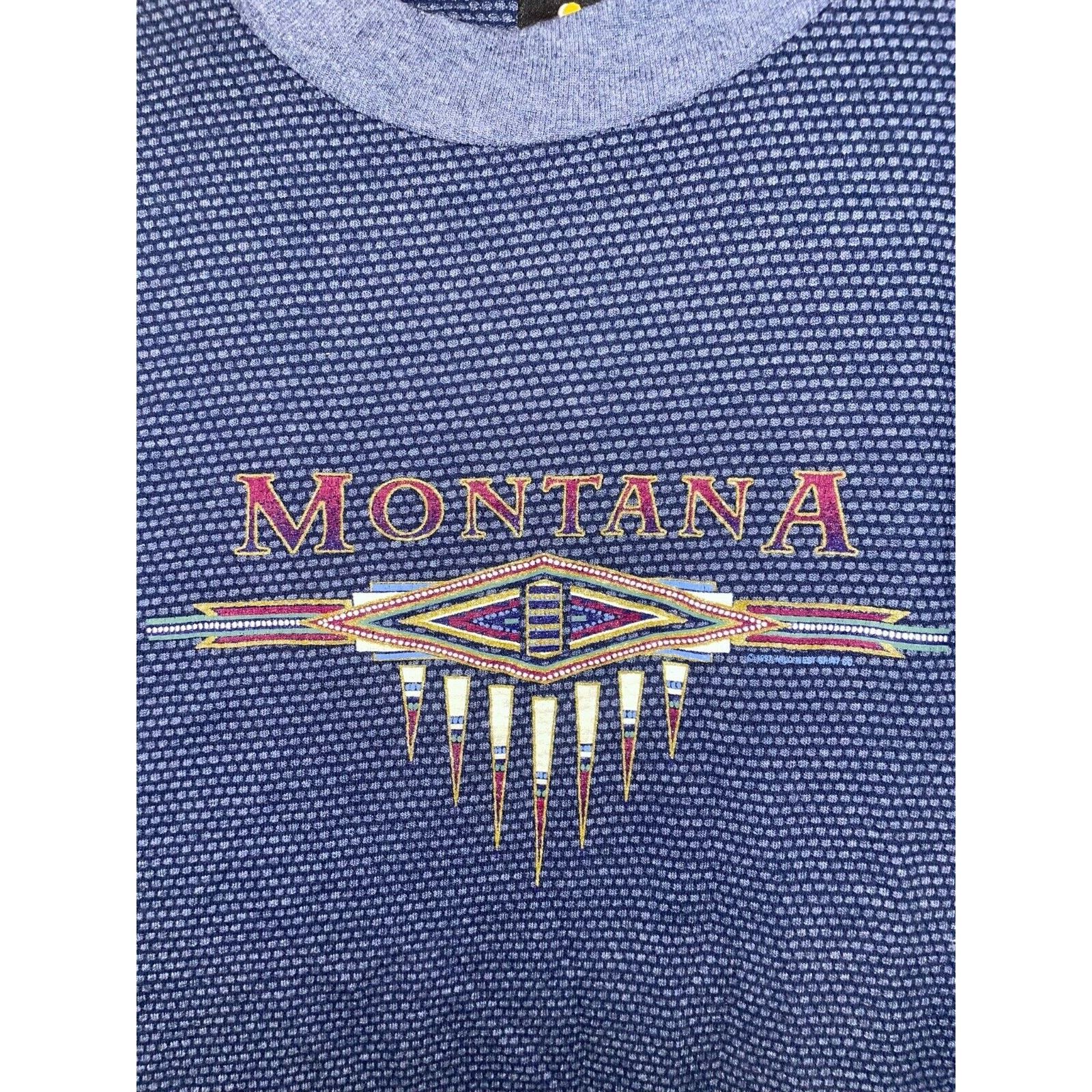 Vintage 90s Vintage Montana Shirt State Blue Graphic Tee VTG L Large Size US L / EU 52-54 / 3 - 2 Thumbnail