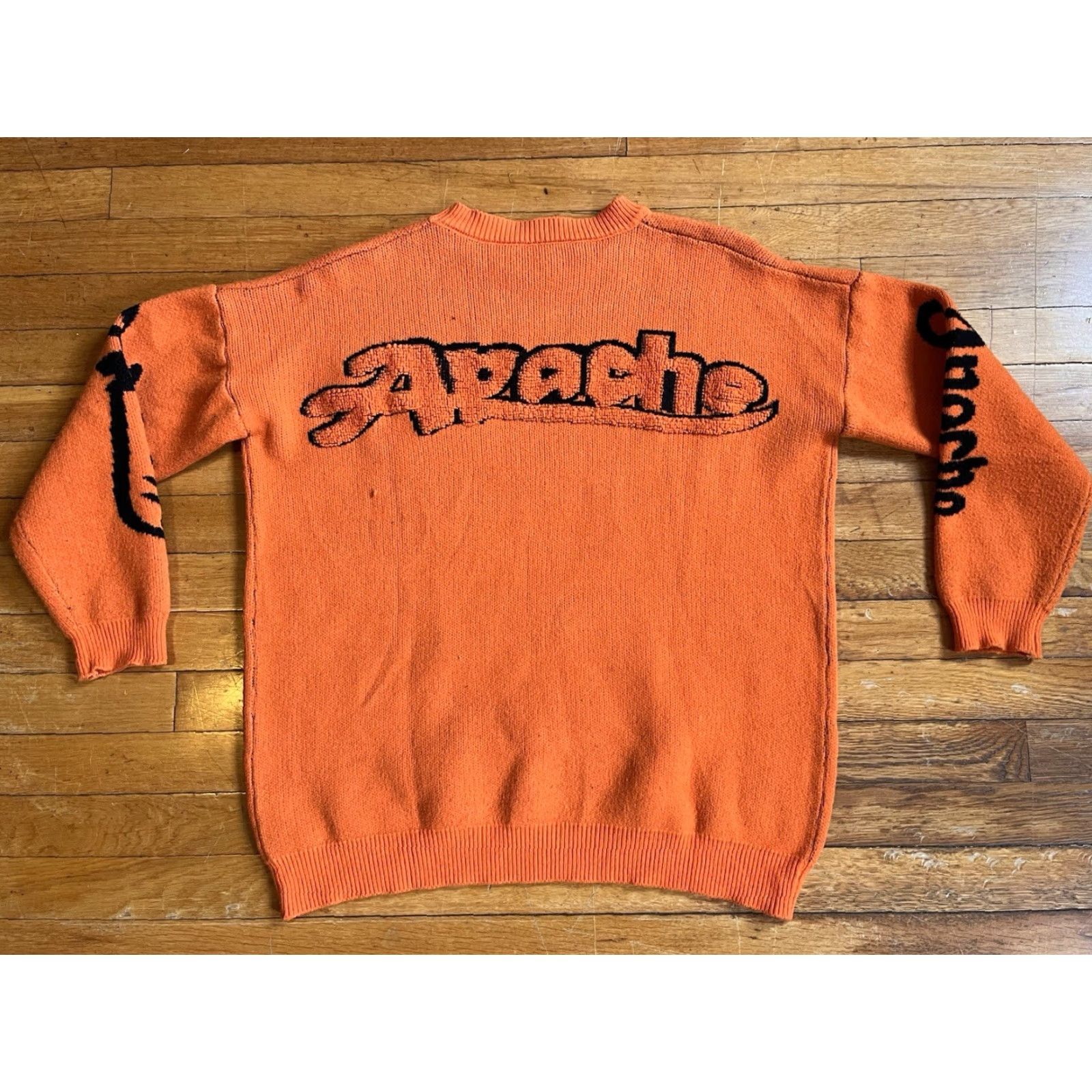 Vintage VINTAGE Apache Mickey Mouse Sweater Men’s XL Orange 90s Graphic Print Crew Neck Pullover knit Size US XL / EU 56 / 4 - 7 Thumbnail
