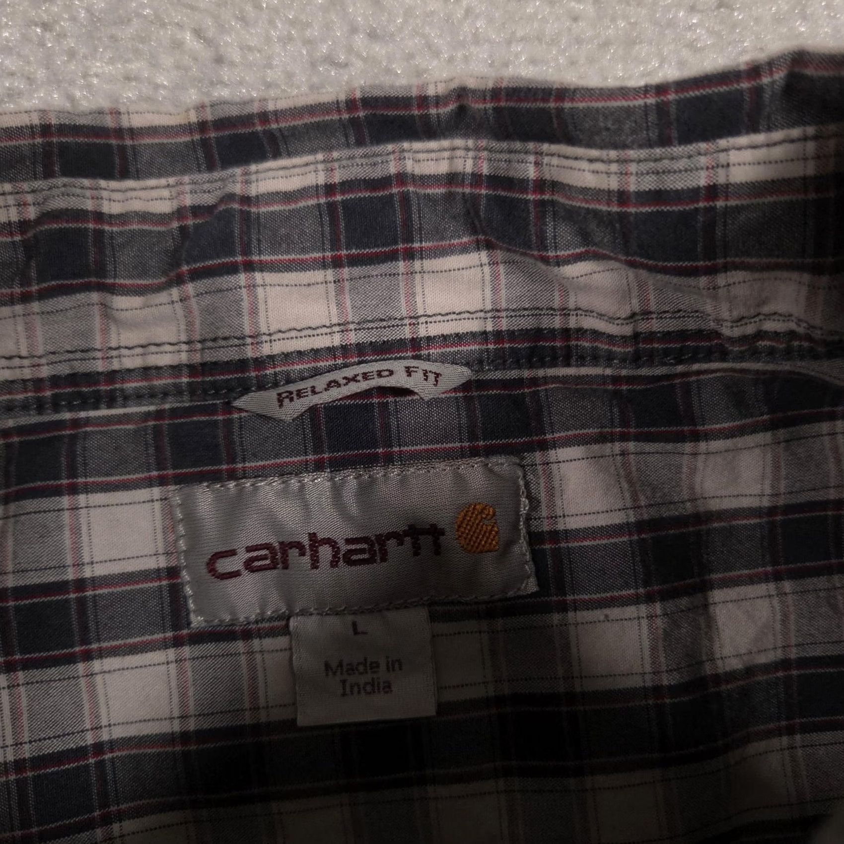 Carhartt Carhartt Shirt Mens L Gray Plaid Button Down Short Sleeve Workwear Logo Embroidered Pocket Button-Up Relaxed Fit Size US L / EU 52-54 / 3 - 6 Thumbnail
