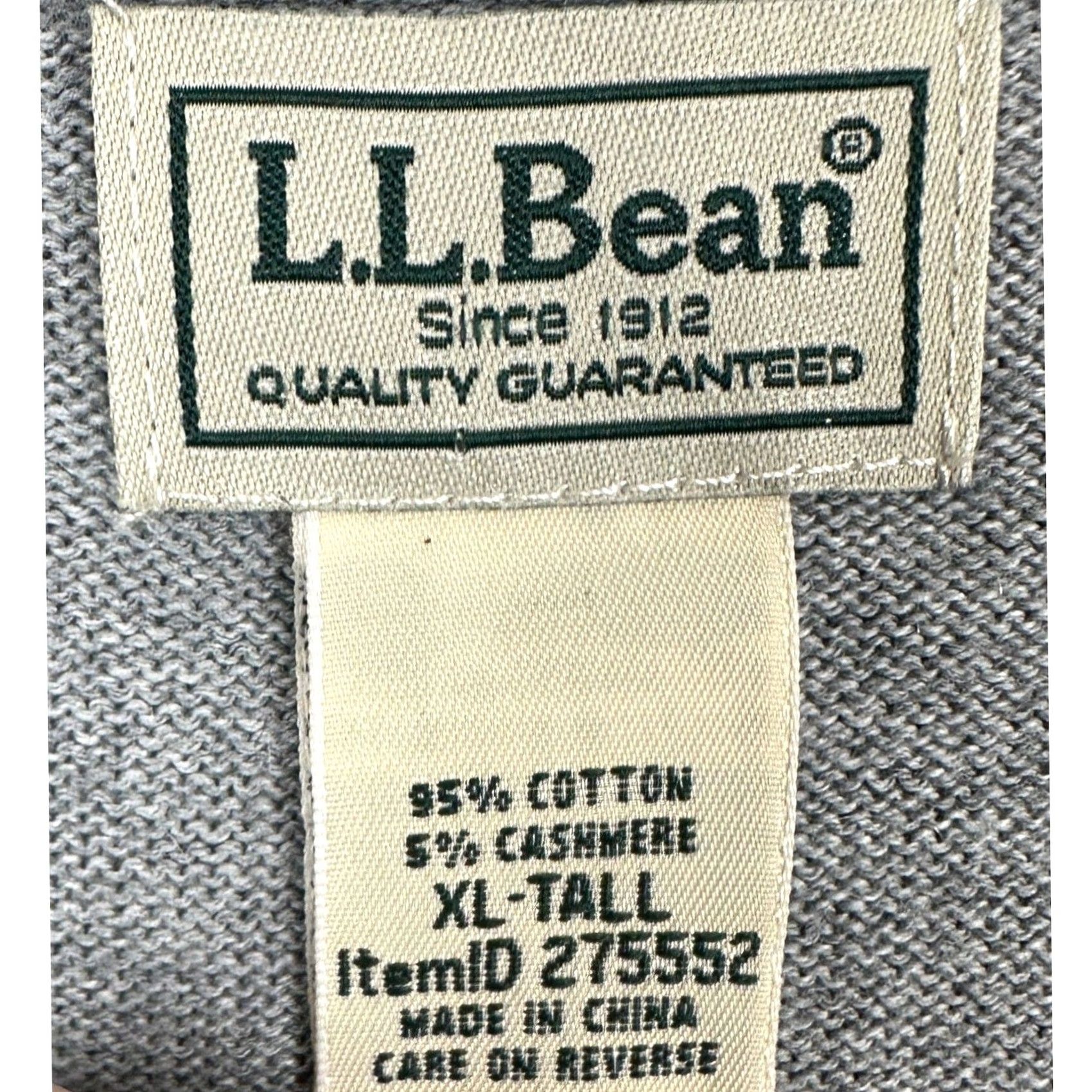 Vintage L.L. Bean Cotton Cashmere Blend Sweater V-Neck Mens XLT Tall Gray Long Sleeve Size US XL / EU 56 / 4 - 5 Thumbnail