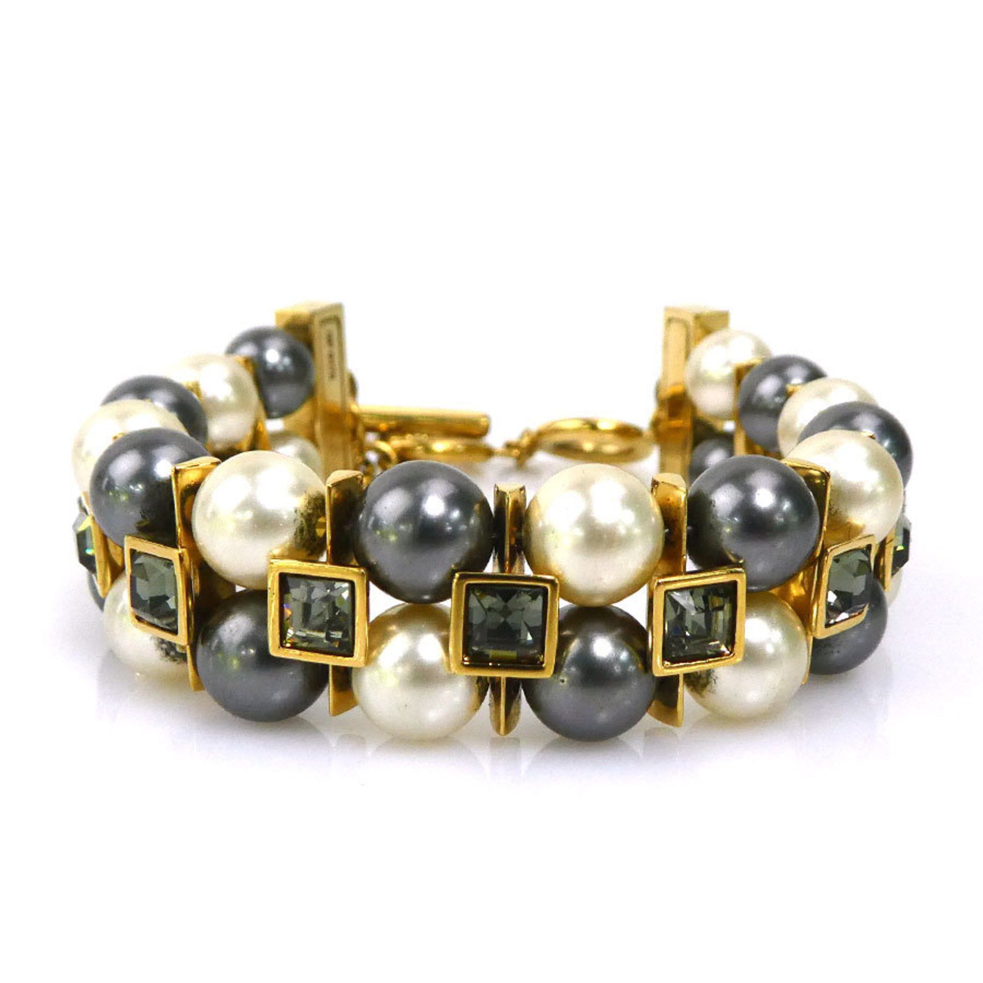 Louis Vuitton Louis Vuitton Bracelet Metal Faux Pearl Gold Off-White Grey Women's e60290i Size ONE SIZE - 1 Thumbnail