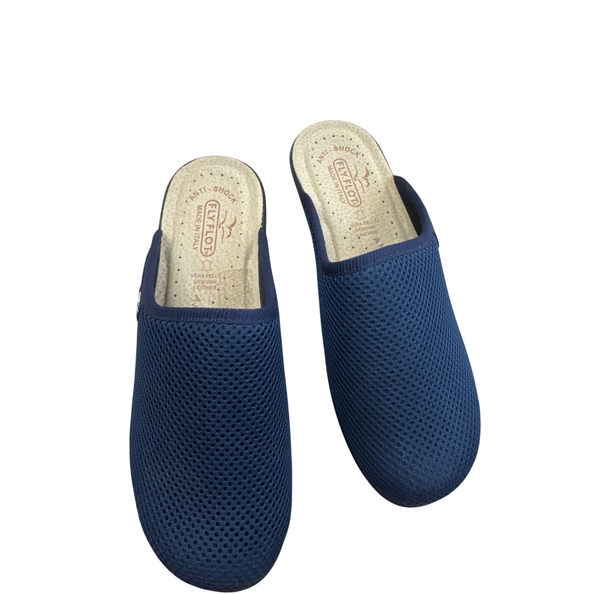 Designer Fly Flot Womens Blue leather Mesh Slip-On Mules sandals Size Size US 8.5 / IT 38.5 - 12 Thumbnail