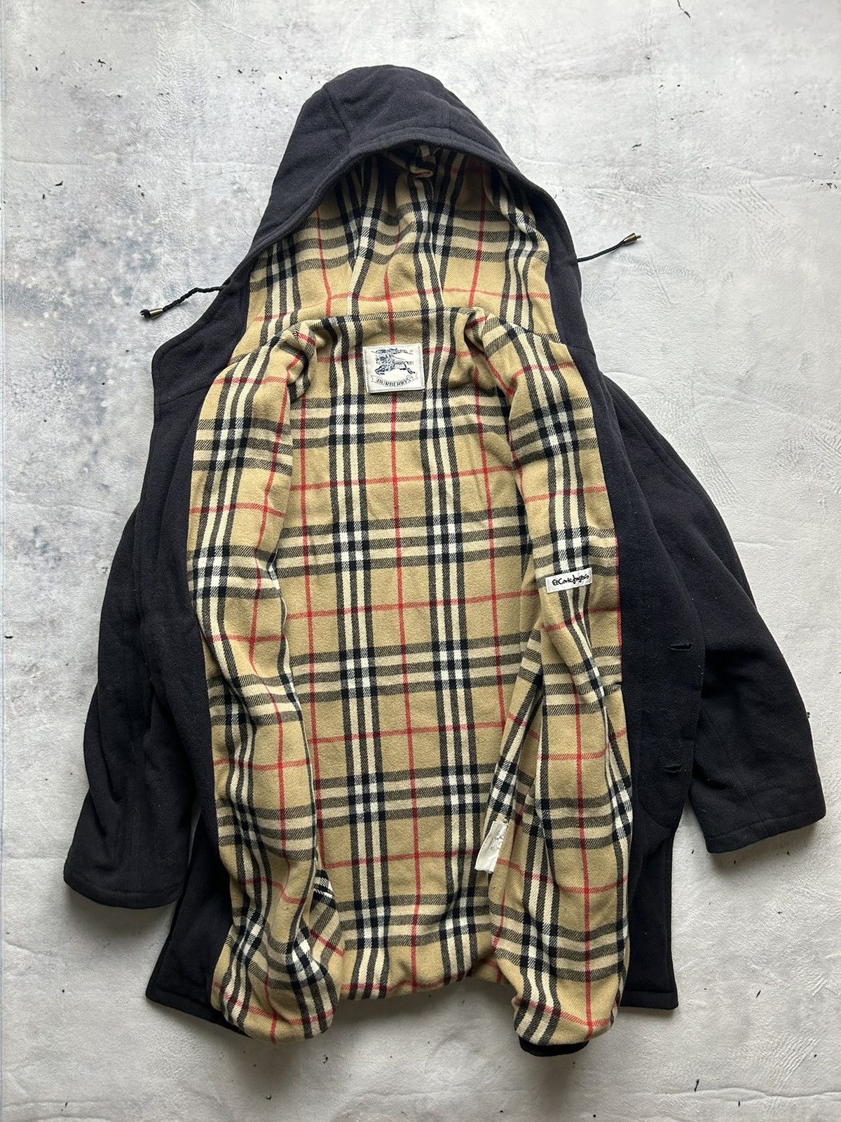 image of Burberrys Wool Coat Nova Check in Black, Women's (Size Small)