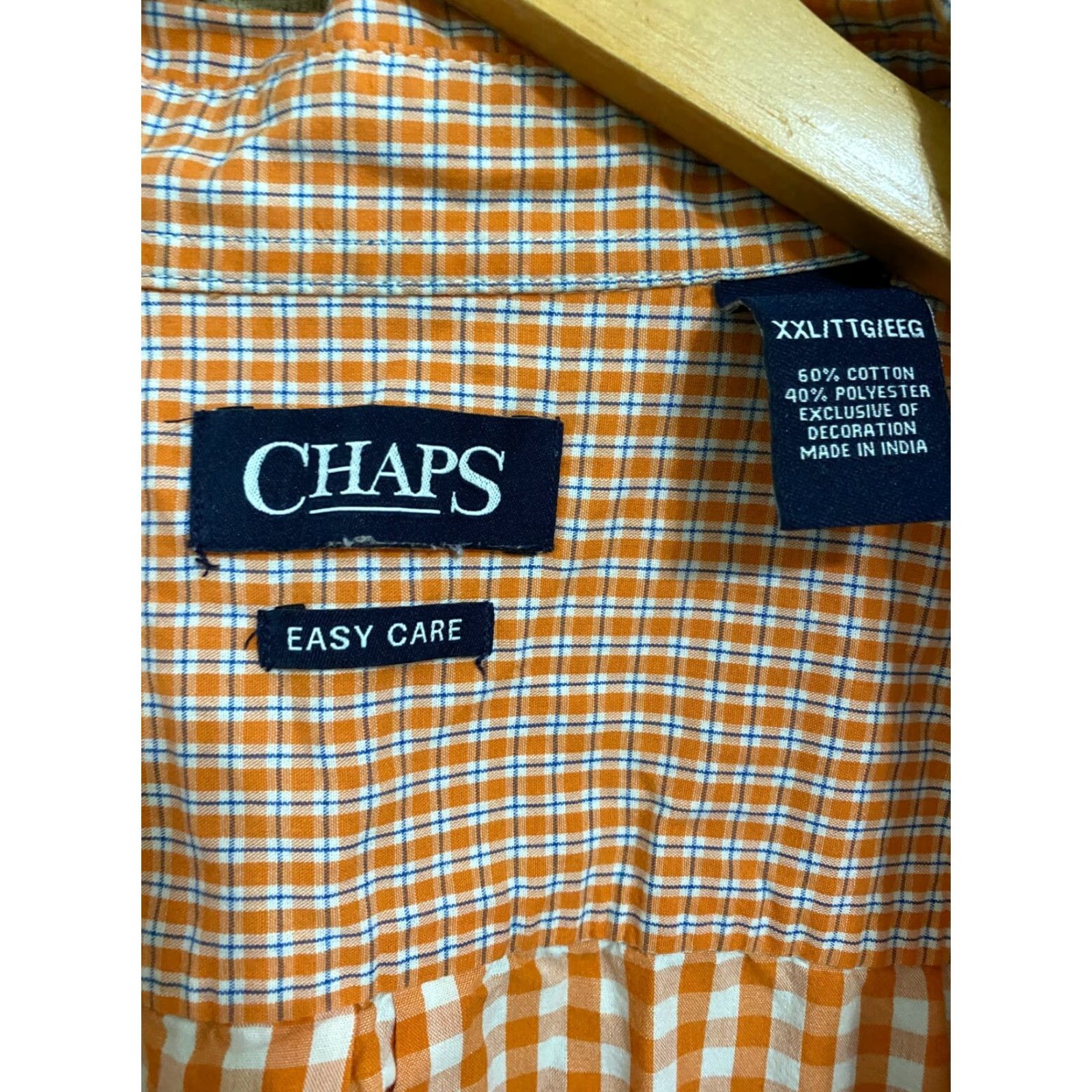 Chaps Chaps Button Up Shirt Men's 2XL XXL Long Sleeve Easy Care Blue Orange Pattern Check Size US XXL / EU 58 / 5 - 3 Thumbnail