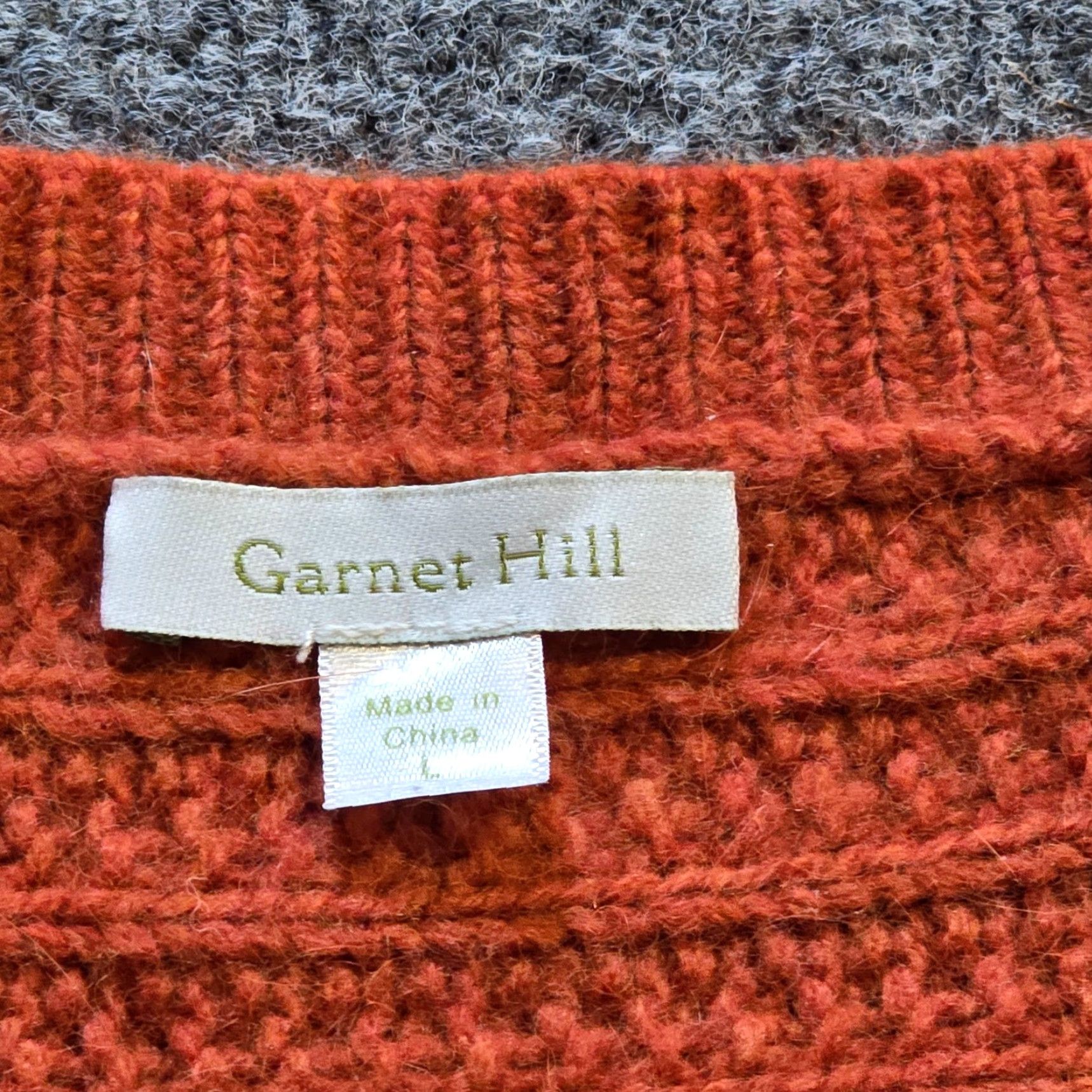 Vintage Garnet Hill Sweater Womens Size L Orange Wool Angora Rabbit Hair Textured Casual Pullover Knit Long Sleeve Round Neck Classic, Regular Fit, Women Size L / US 10 / IT 46 - 5 Thumbnail