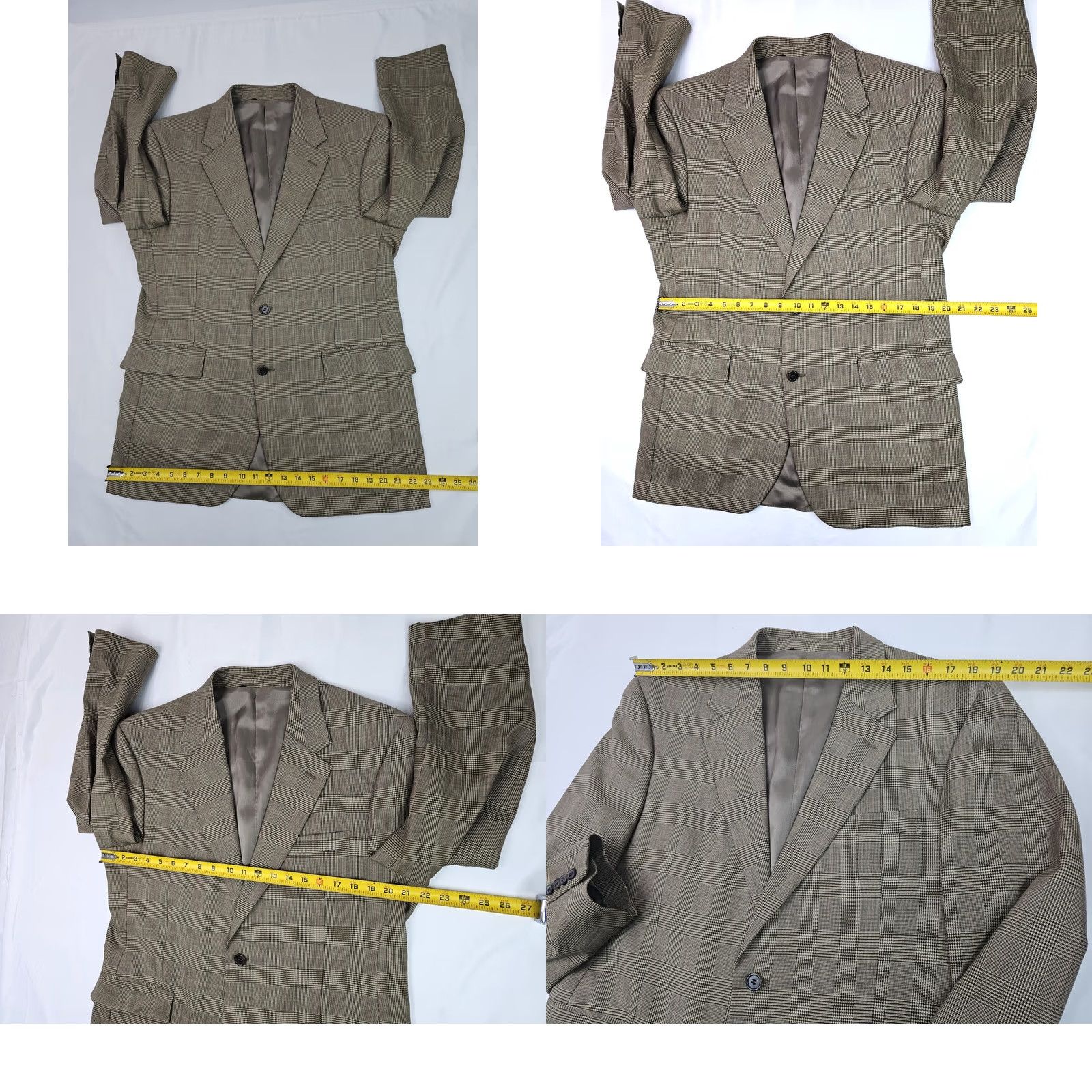 Jos. A. Bank VINTAGE Jos A Bank Glen Check Plaid 100% Wool Suit Jacket 41R Pants 35R Beige Men 2 Piece Formal Business Glen Check Wool Suit Mens Size 42R - 8 Thumbnail