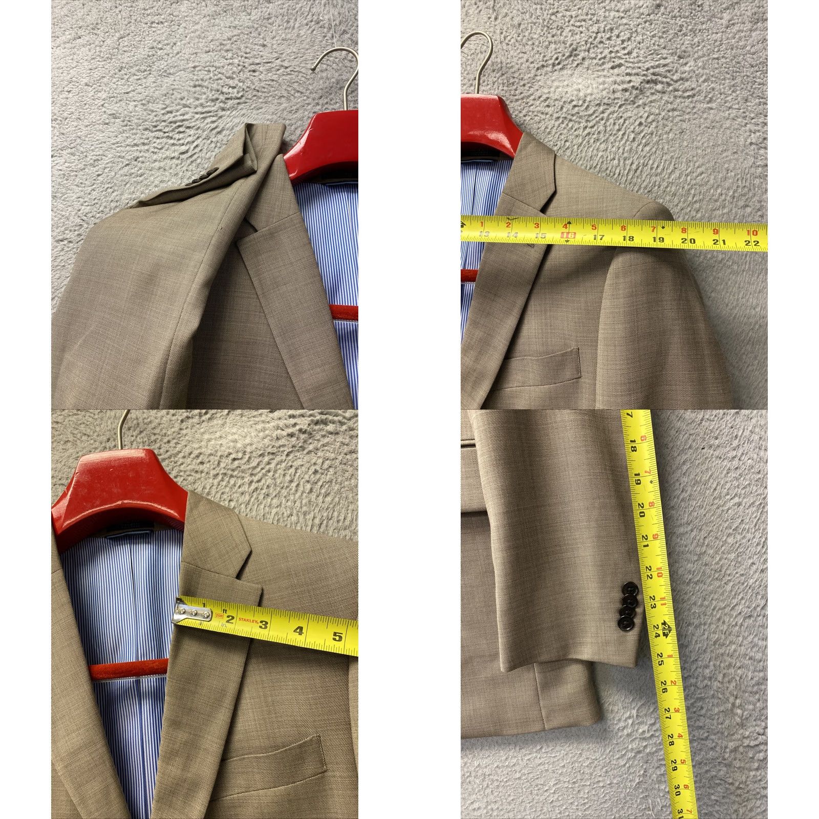 Tommy Hilfiger Tommy Hilfiger Blazer Mens 42R Tan Wool 2-Button Notch Lapel Pockets Solid Wool 2-Button Notch Lapel Tuxedo Inner Pockets 42R Mens Tan Blazer Size 42R - 8 Thumbnail
