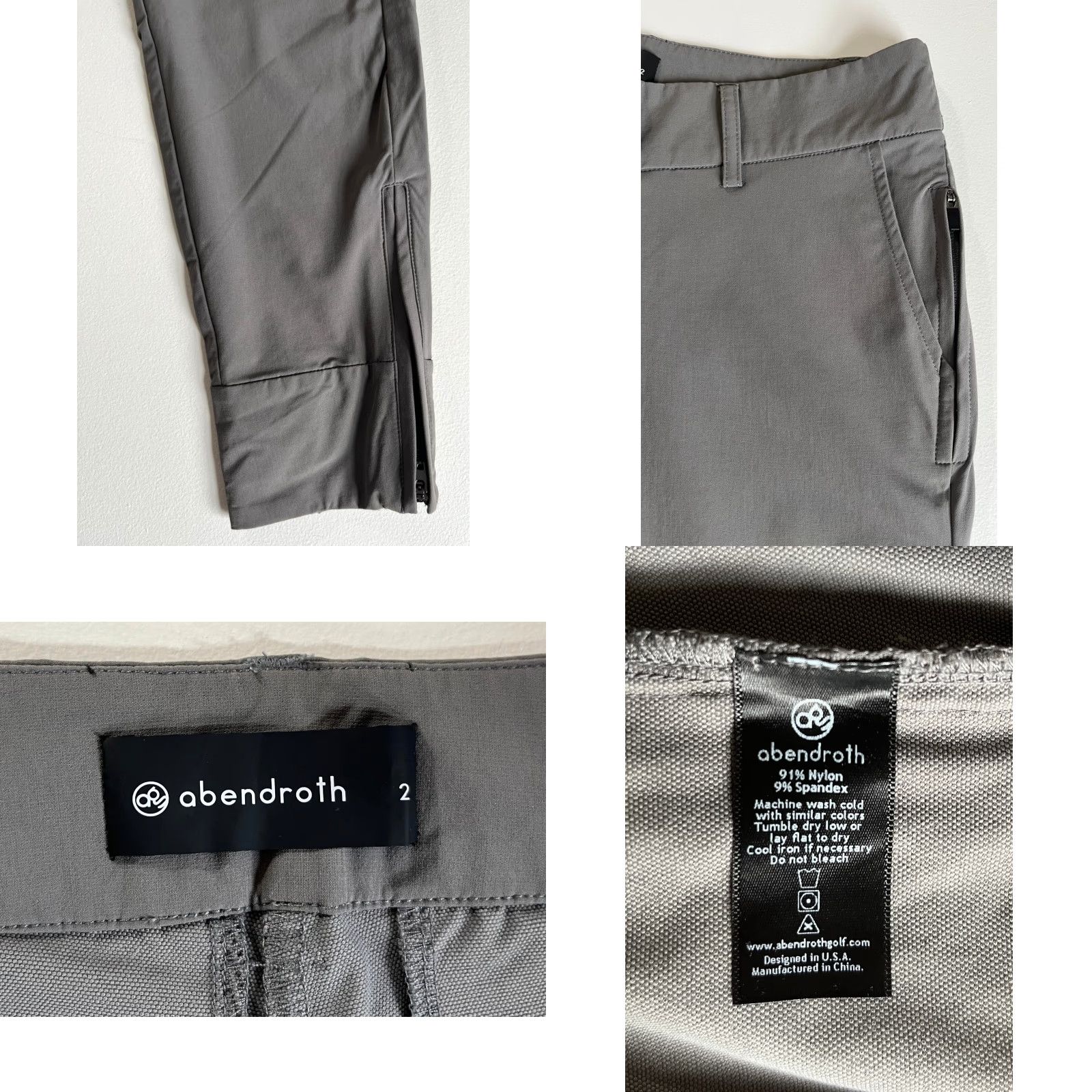 Vintage Abendroth Golf Women's The Peggy Pant Professional Jogger Sz 2 Gray Nylon Blend Pockets Zip Pocket Moisture Wicking 28 in Inseam 28in Tapered 88 Size 26" / US 2 / IT 38 - 8 Thumbnail