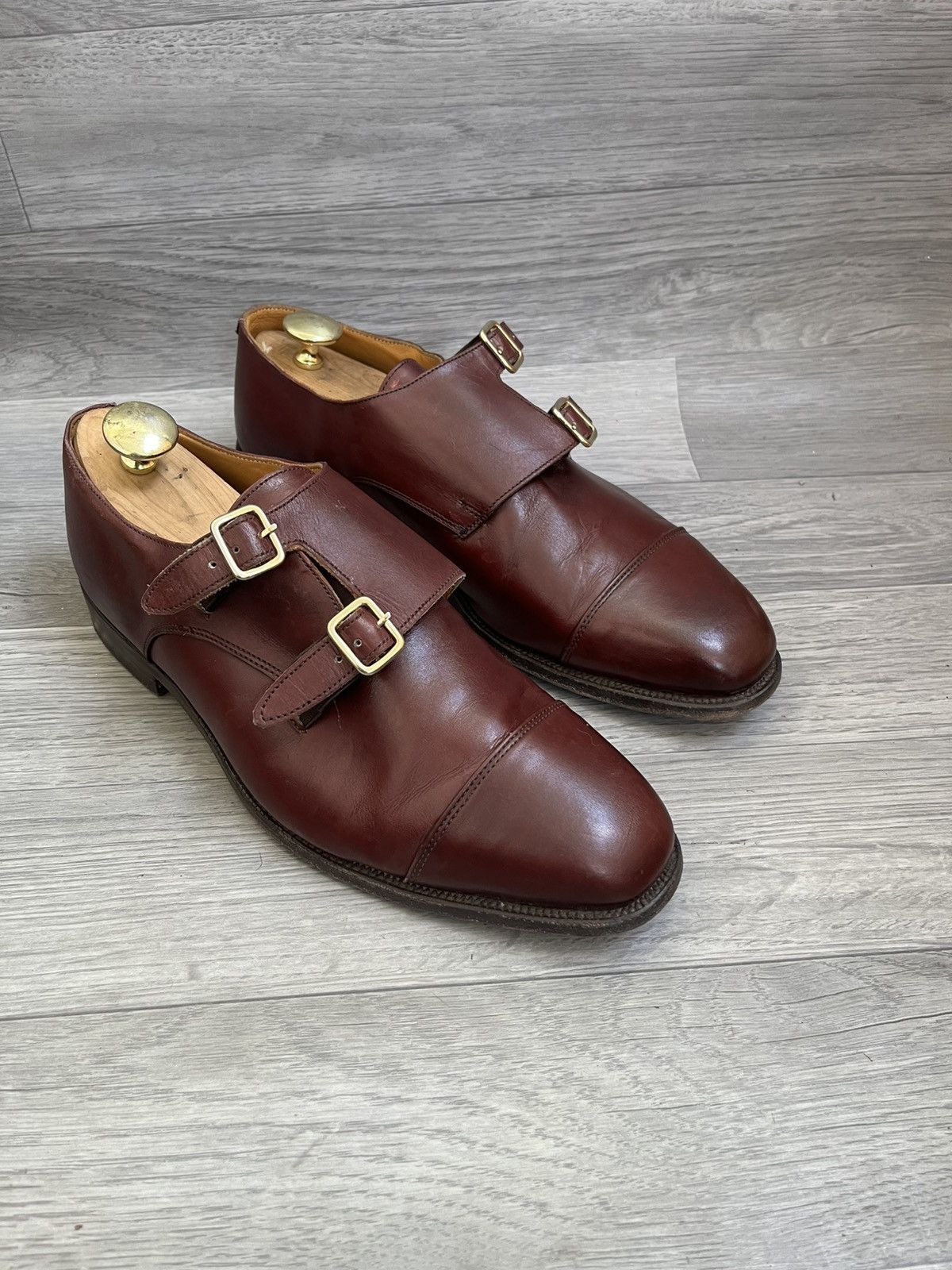 Tricker's Trickers double monk strap burgundy oxford leather shoes Size US 11.5 / EU 44-45 - 7 Thumbnail