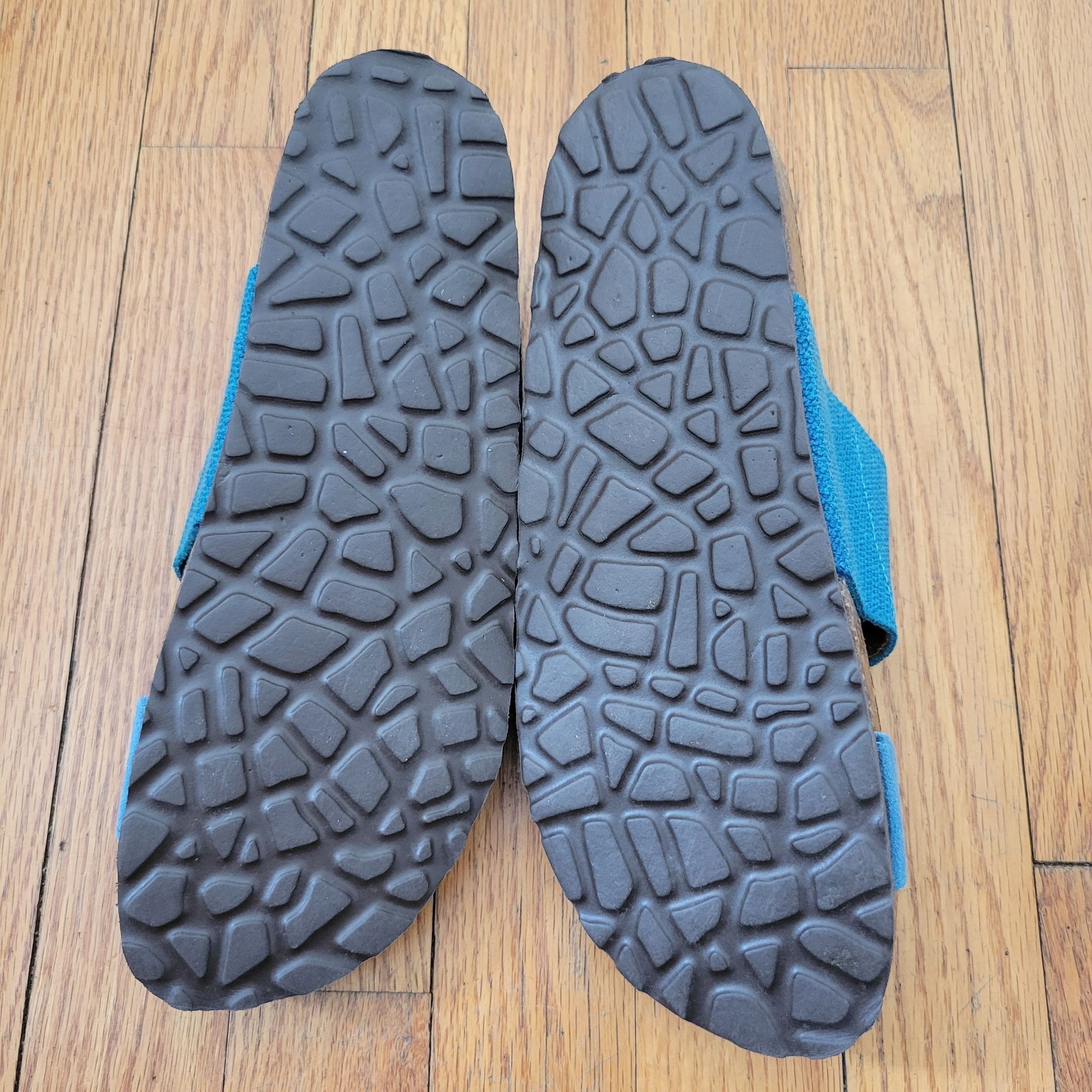 Vintage Sundance 9 9.5 Blue Leather Canvas Sandals Cork Insole 40 Op Size US 10 / IT 40 - 4 Thumbnail