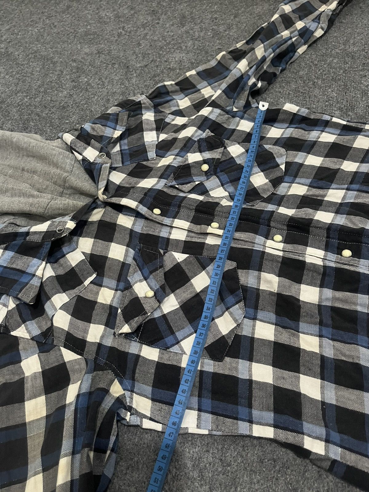 If Six Was Nine MARAK Magnificent Wave Plaid Flannel Hooded Shirt Size US M / EU 48-50 / 2 - 8 Thumbnail