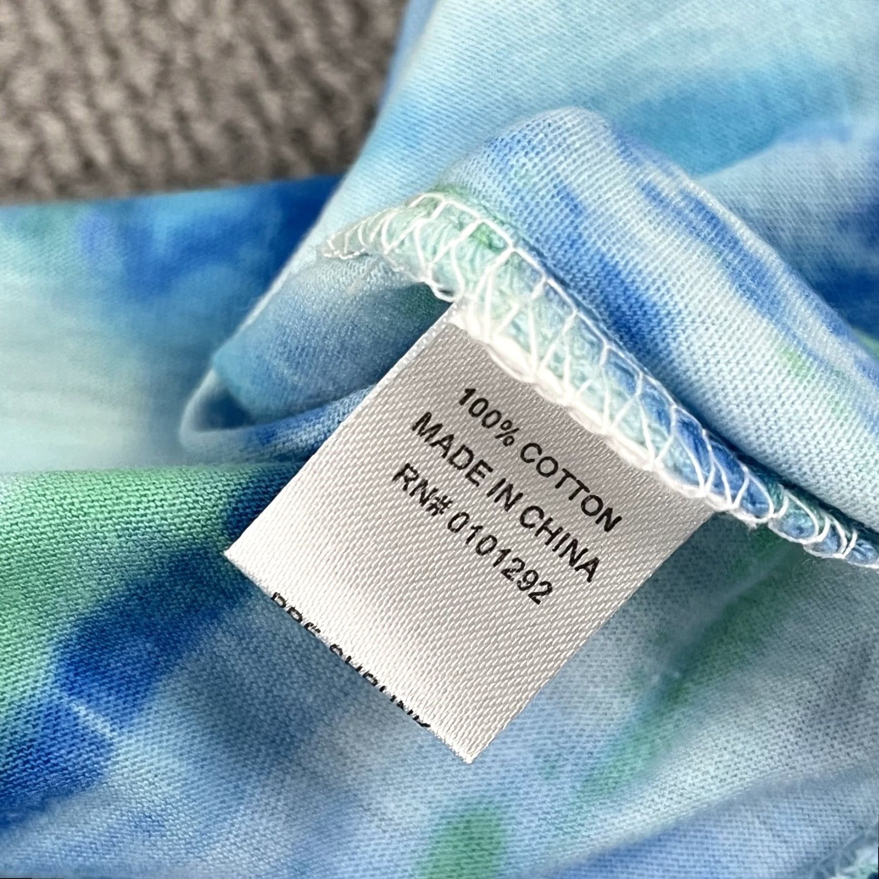Vintage LULU-B Blouse Womens Medium Blue Green White Tie Dye Tunic Top Round Neck Preppy Size M / US 6-8 / IT 42-44 - 3 Thumbnail