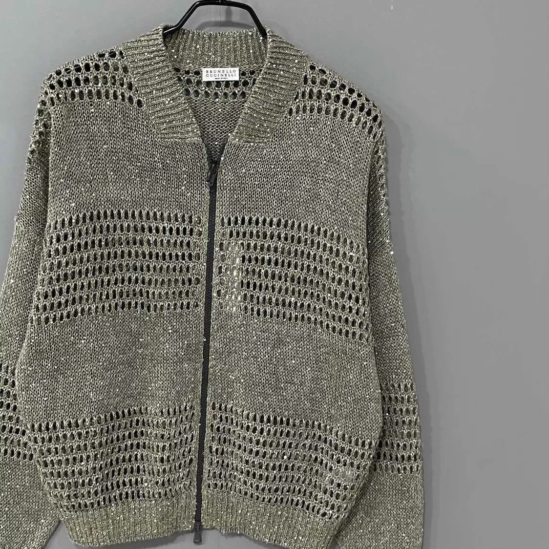 Brunello Cucinelli Brunello Cucinelli Heavyweight Linen Sequin Knit Jacket M Size M / US 6-8 / IT 42-44 - 2 Thumbnail