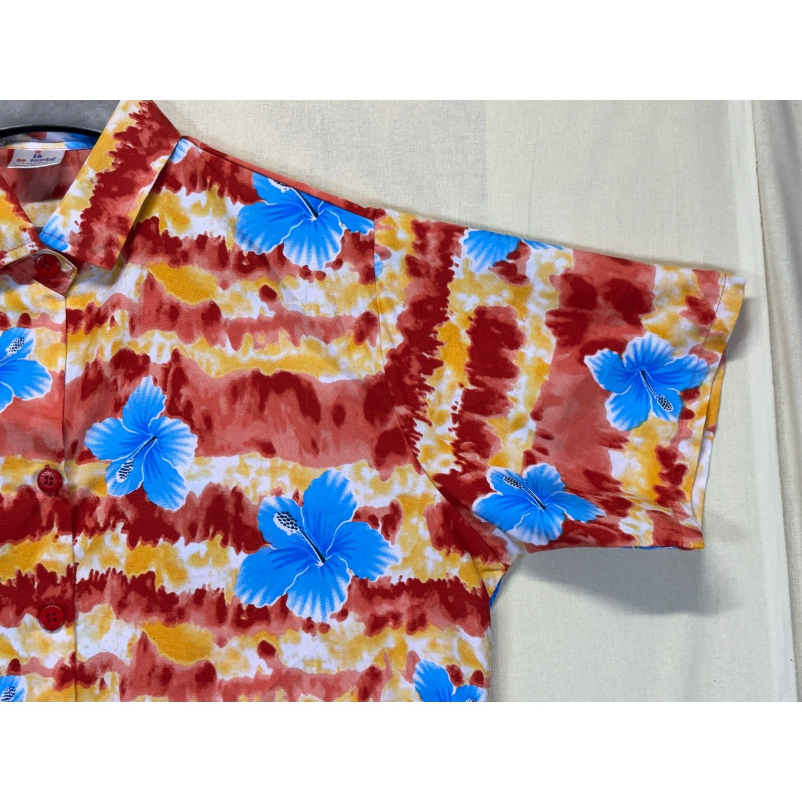 The Unbranded Brand Laleela Hawaiian Floral Shirt Mens Medium Blue Red Button Up Size US M / EU 48-50 / 2 - 9 Thumbnail