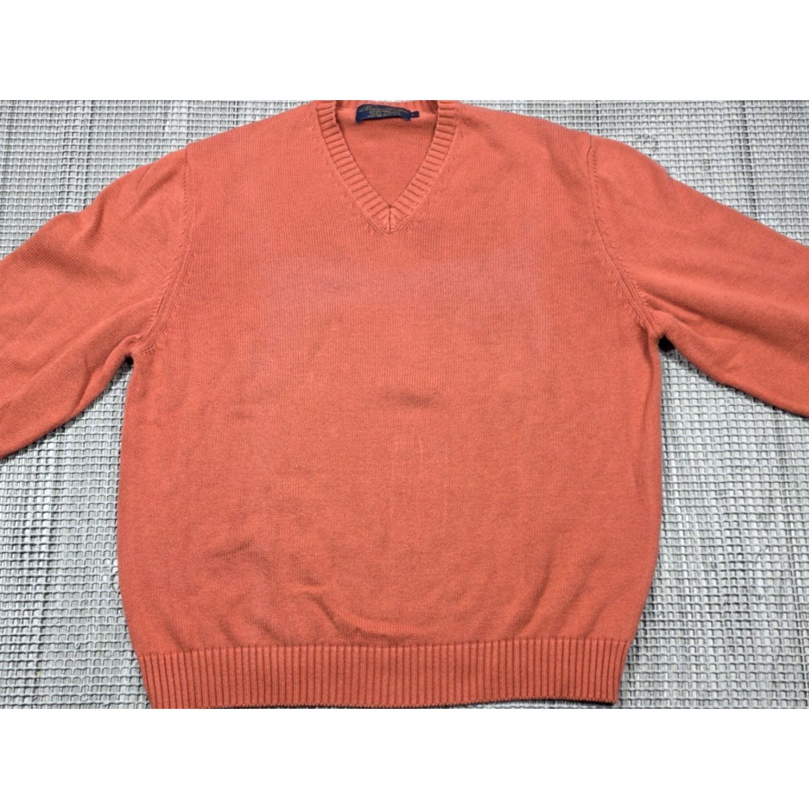Brooks Brothers VTG Brooks Brothers Peach Cotton V-Neck Knit Long Sleeve Sweater Mens L USA Made Size US L / EU 52-54 / 3 - 6 Thumbnail