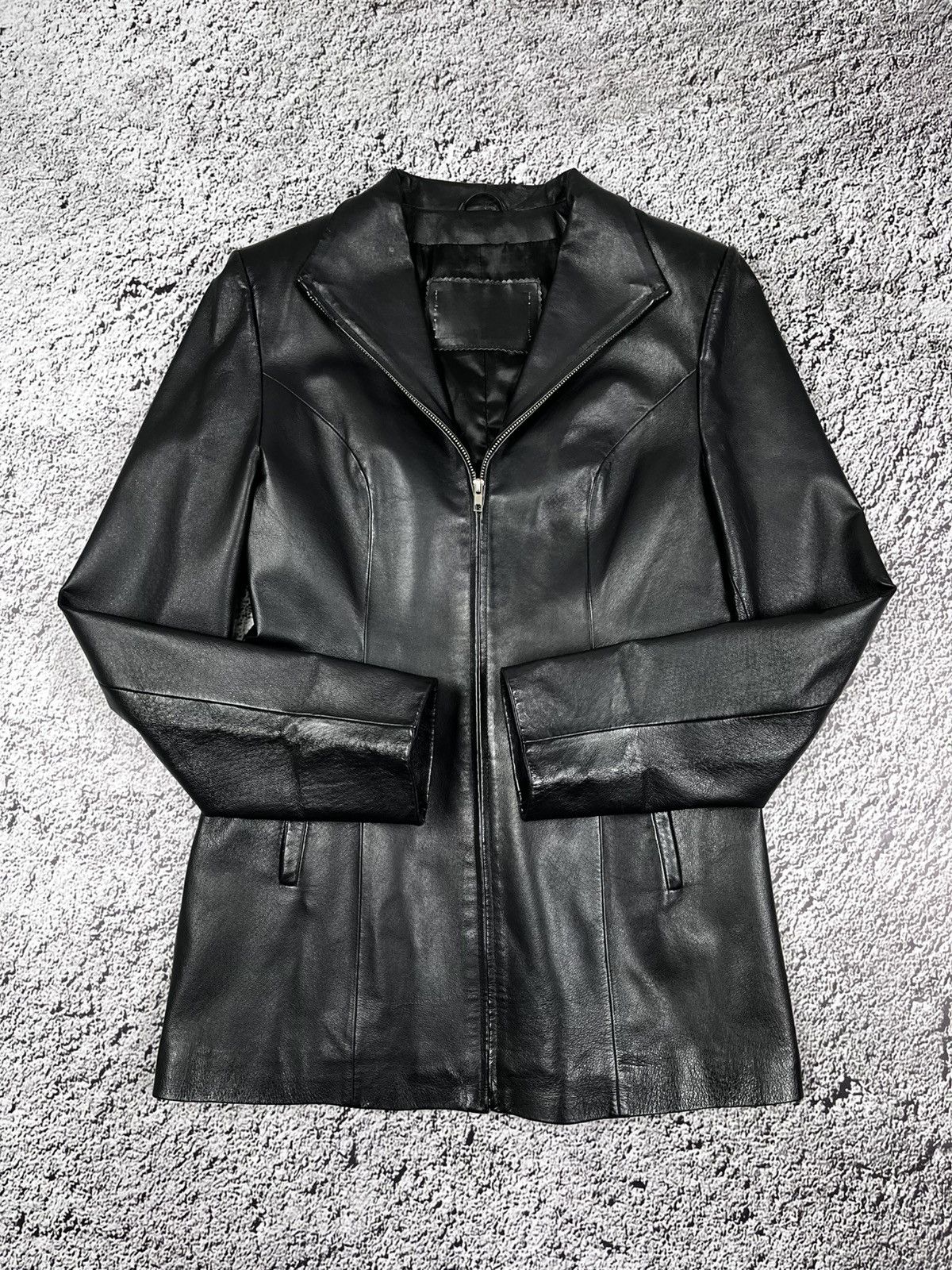 Leather Vintage Y2K Leather elongated avant garde jacket blazer Size M / US 6-8 / IT 42-44 - 2 Thumbnail