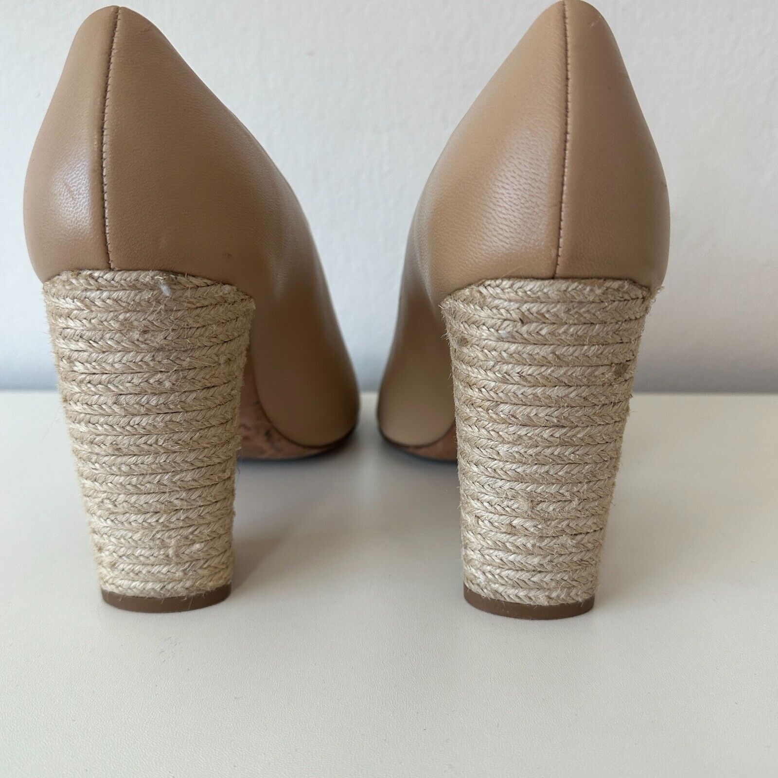 Vince VINCE Percey Taupe Leather Open Toe Jute Wrapped Heels 8.5 Size US 8.5 / IT 38.5 - 6 Thumbnail