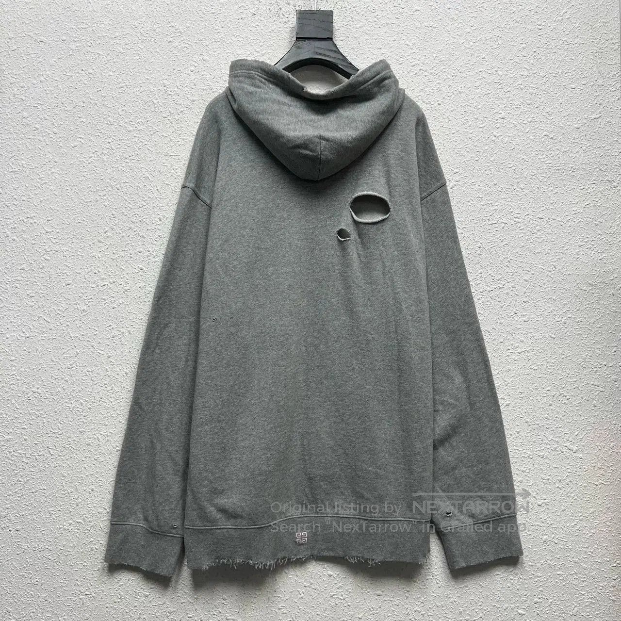 Givenchy givenchy gray hooded sweatshirt with holes. Size US M / EU 48-50 / 2 - 2 Thumbnail