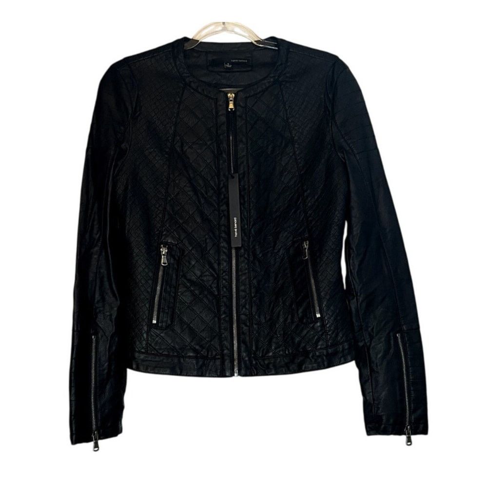 Harve Benard Harve Benard Quilted Black Faux Leather Moto Jacket S NWT Size S / US 4 / IT 40 - 4 Thumbnail