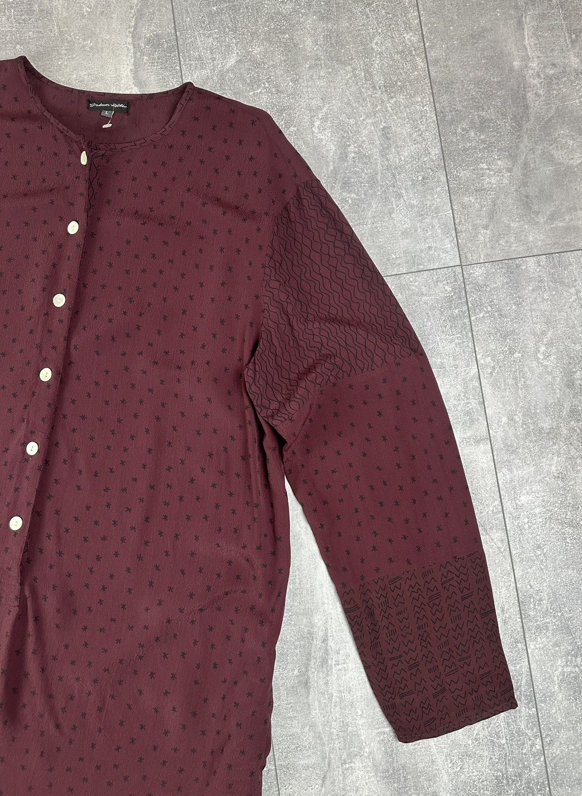 Gudrun Sjoden Gudrun Sjöden Button-Down Shirt Burgundy Printed Dress Size L / US 10 / IT 46 - 3 Thumbnail