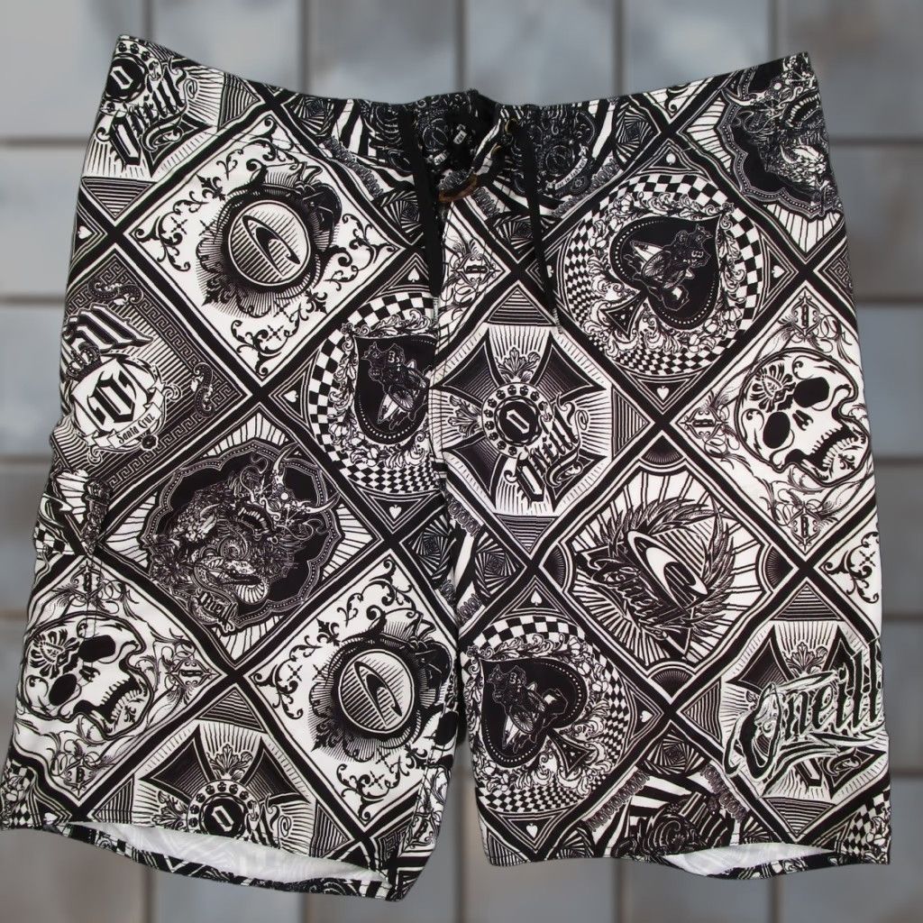 O'Neill O'Neill Santa Cruz Board Shorts Men 38 Black Skull Graphic Print Surf Trunks Y2K Geometric Multicolor Size US 38 / EU 54 - 1 Thumbnail
