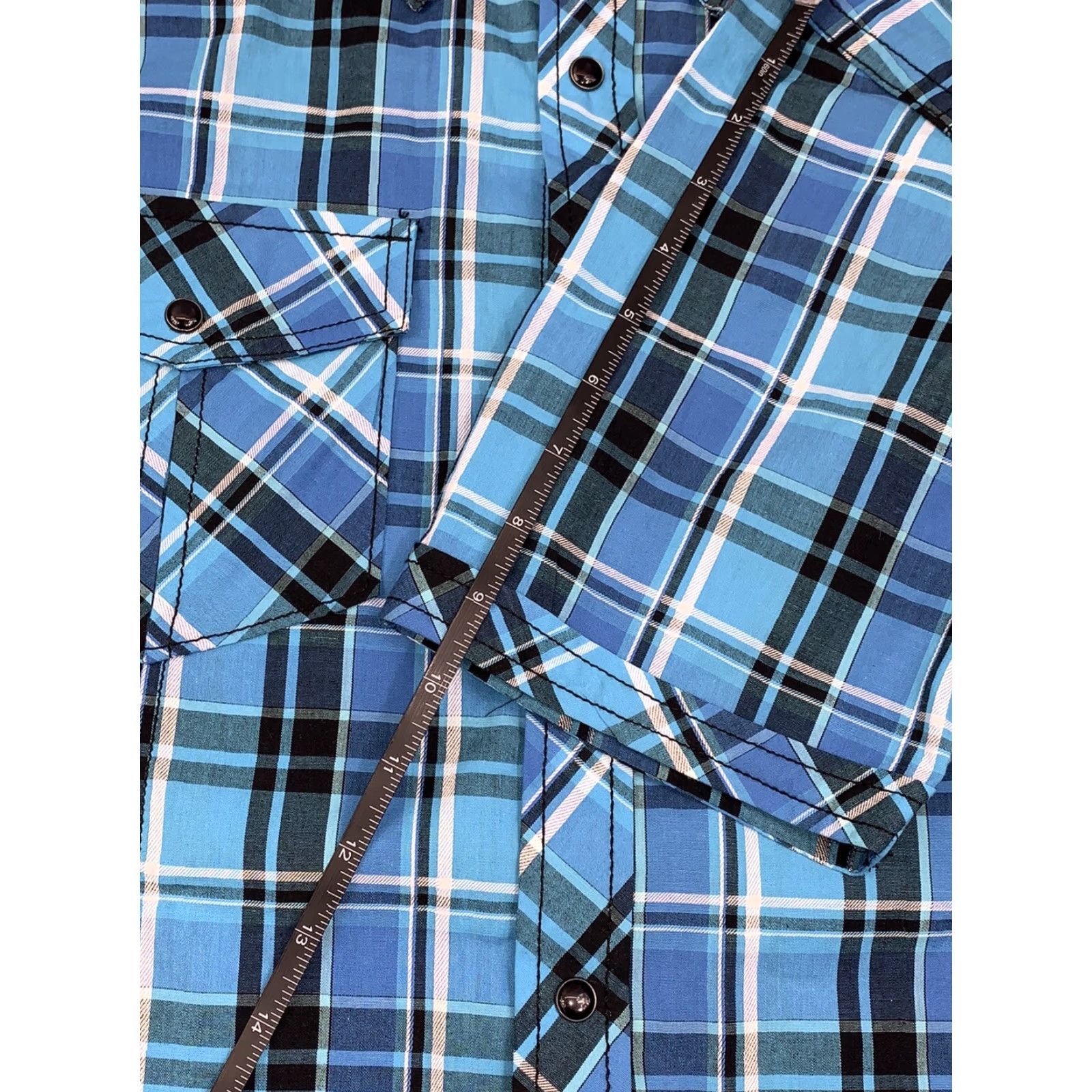 No Fear No Fear Blue Plaid Button-Up Short Sleeve M Pearl Snap Mens Shirt Regular Size M Blue Size US 31 - 6 Thumbnail
