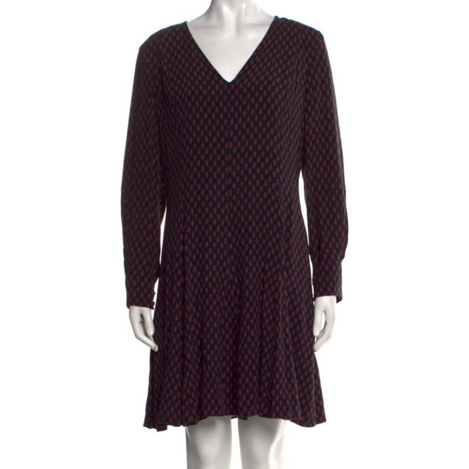 Jigsaw Jigsaw Navy & Rust Polka Dot Long Sleeve Mini Dress Size M / US 6-8 / IT 42-44 - 1 Thumbnail