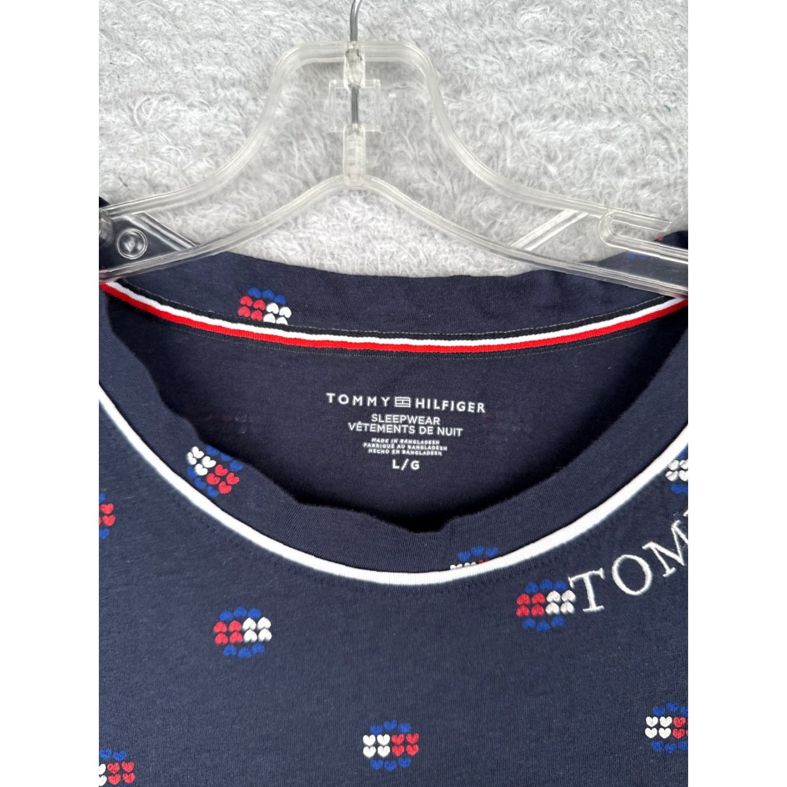 Tommy Hilfiger Tommy Hilfiger Shirt Women Large Blue Heart AOP Crew Short Sleeve Cotton Blend Logo Size L / US 10 / IT 46 - 6 Thumbnail