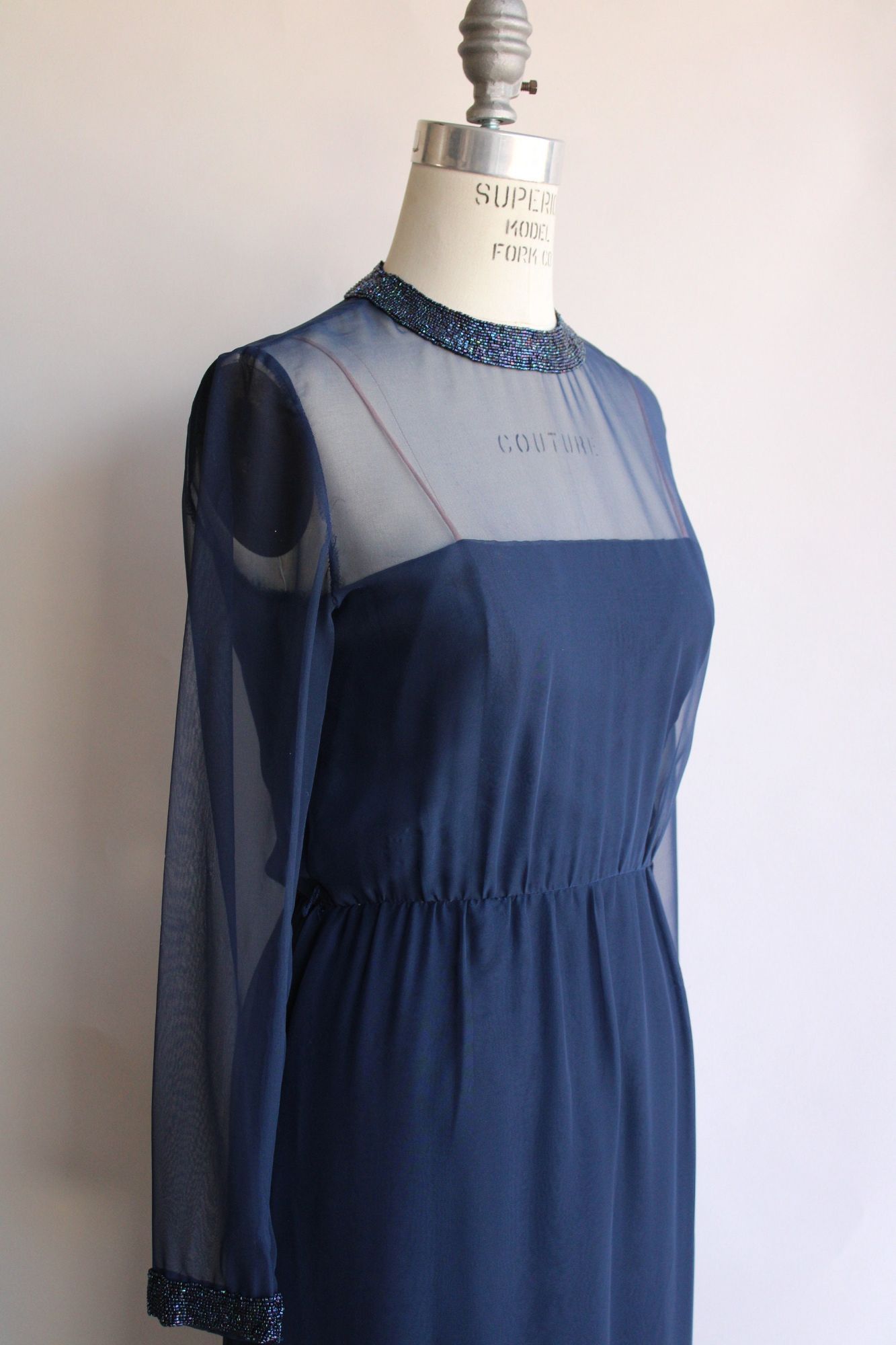 Vintage Vintage 1960s Dress, Victoria Royal Ltd. Navy Blue Cocktail Size M / US 6-8 / IT 42-44 - 7 Thumbnail