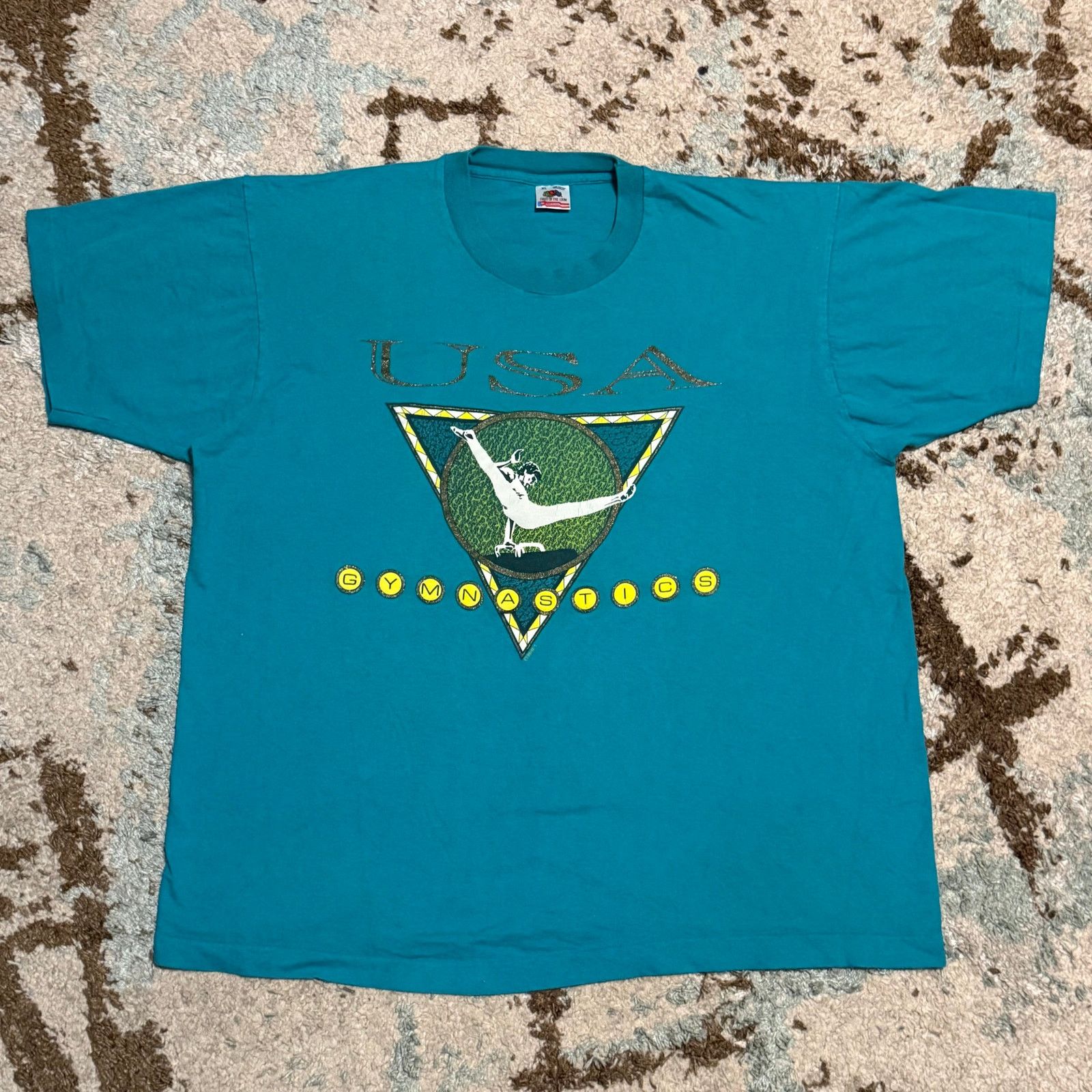 Fruit Of The Loom × Vintage Vintage 90s USA Gymnastics Shirt Size XL Teal Olympics Retro Size US XL / EU 56 / 4 - 2 Thumbnail