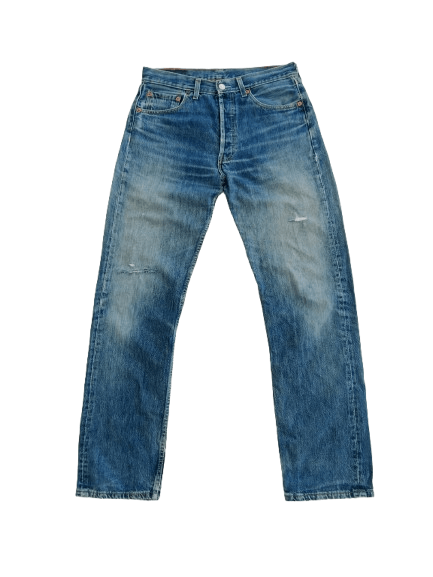 Levi's Vintage Clothing Vintage LEVIS 501 Distressed Jean's Blue Denim Made in UK Size US 31 - 1 Thumbnail