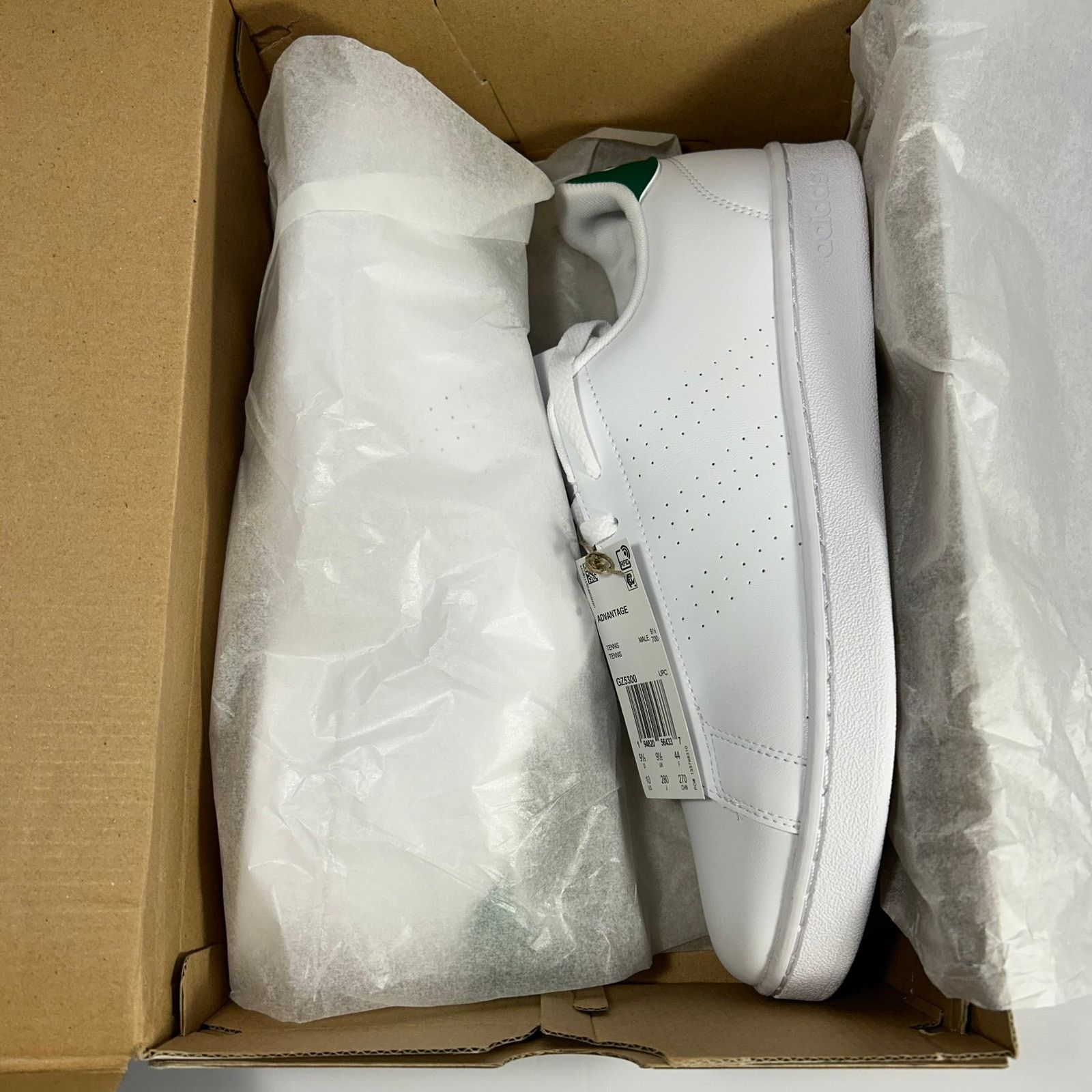 Adidas Mens Adidas Advantage Cloudfoam White/Green Size 10 GZ5300 Size US 10 / EU 43 - 9 Thumbnail