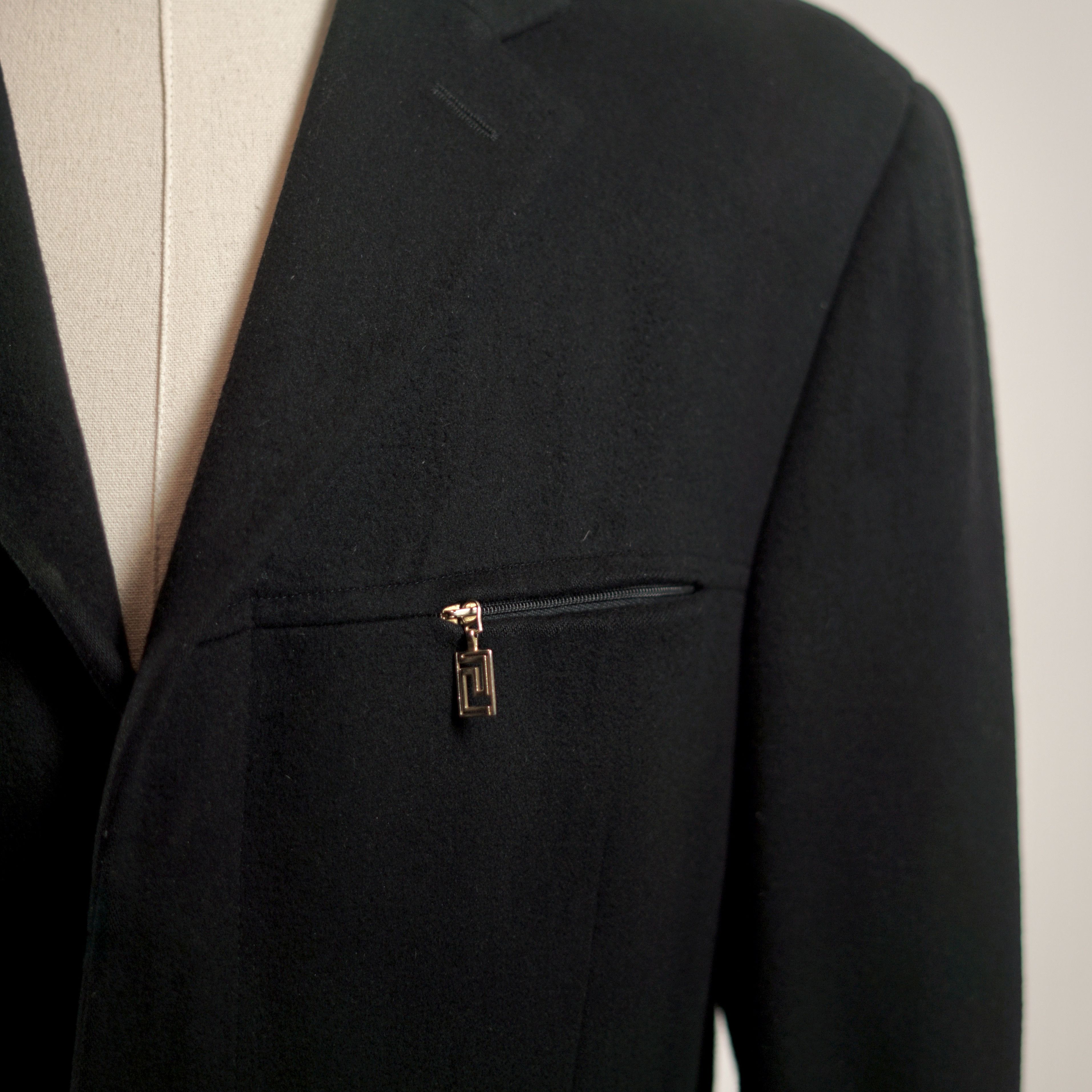Versace Wool Cashmere Zip-Front Blazer Size 52R - 4 Thumbnail