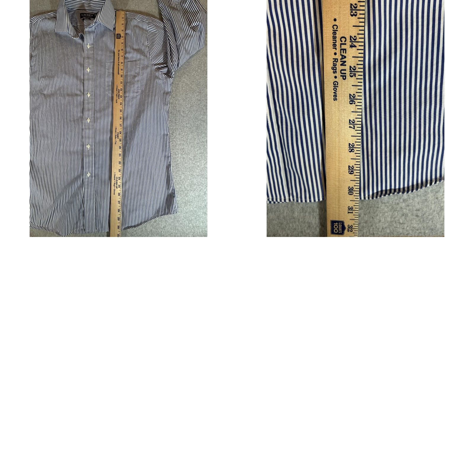 Ralph Lauren Lauren Ralph Lauren Dress Shirt Mens XL Blue Stripe Slim Office Business Non-Iron 100% Cotton 17 Neck 34/35 Sleeve Long Sleeve Size 46R - 8 Thumbnail
