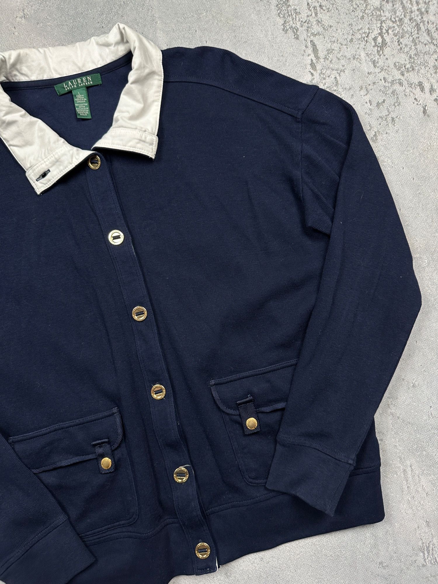 Lauren Ralph Lauren Vintage Lauren Ralph Lauren Lux Navy Cotton Cardigan Jacket Size L / US 10 / IT 46 - 8 Thumbnail